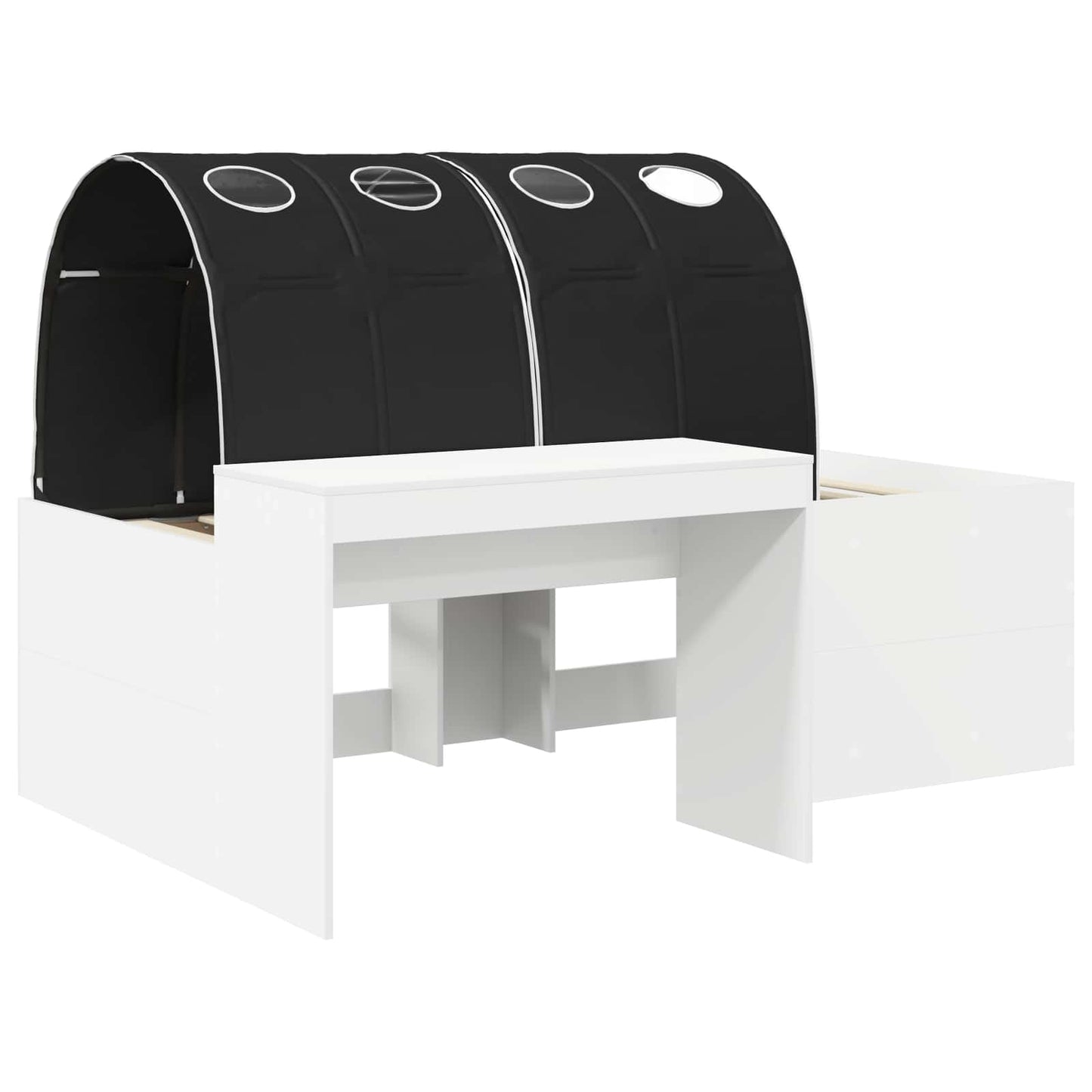 Hoge Bed Frame met Bureau voor Kinderen 3 st Wit en zwart