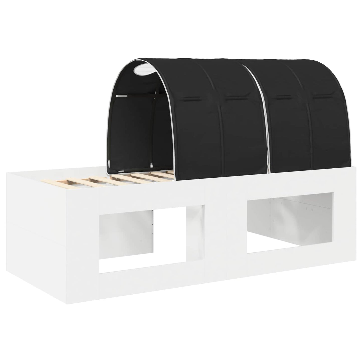 Hoge Bed Frame met Bureau voor Kinderen 3 st Wit en zwart