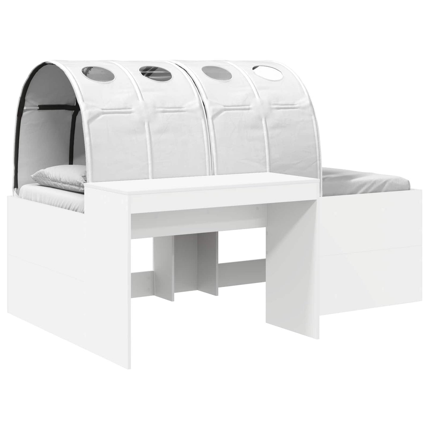 Hoge Bed Frame met Bureau voor Kinderen 3 st Wit Bewerkt hout