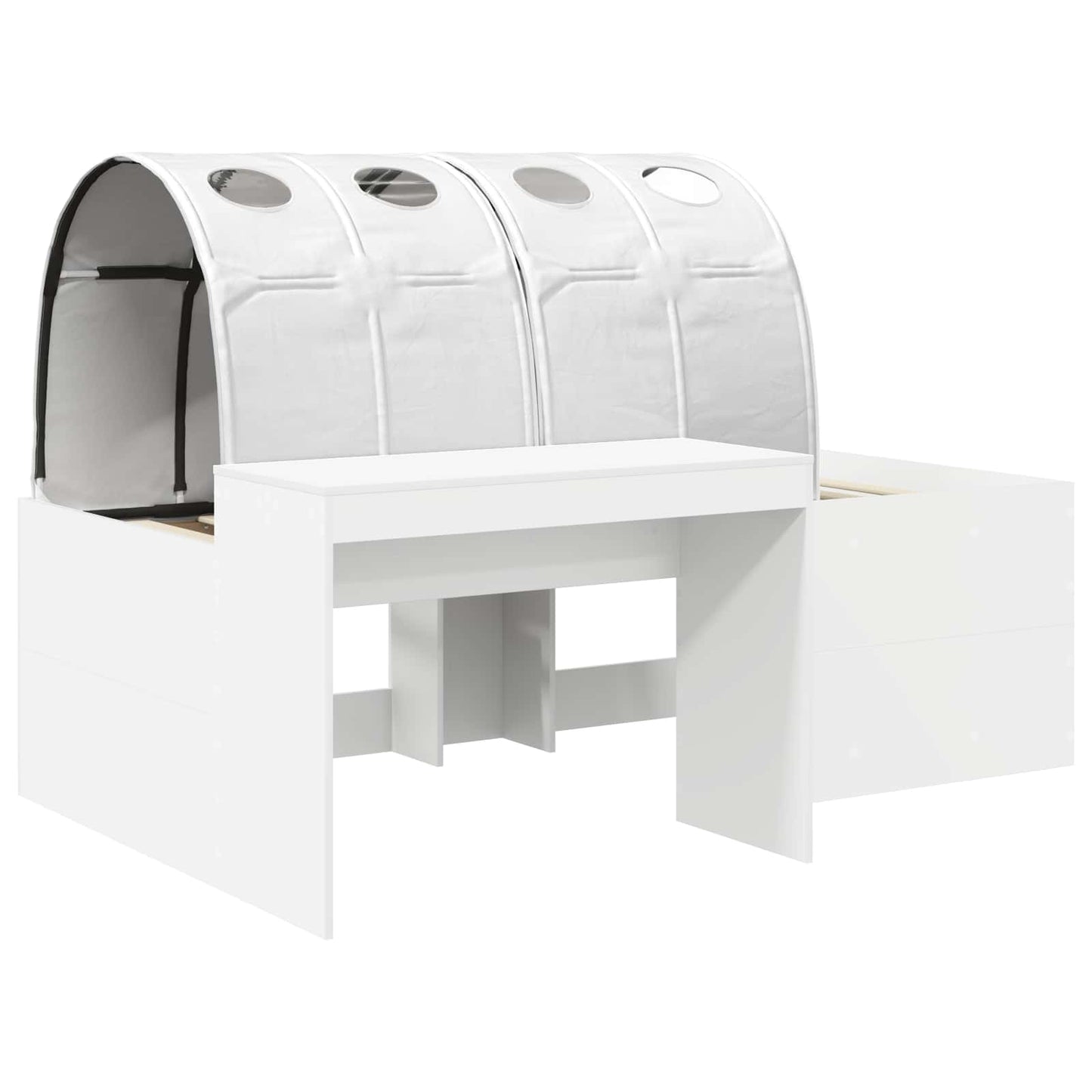 Hoge Bed Frame met Bureau voor Kinderen 3 st Wit Bewerkt hout