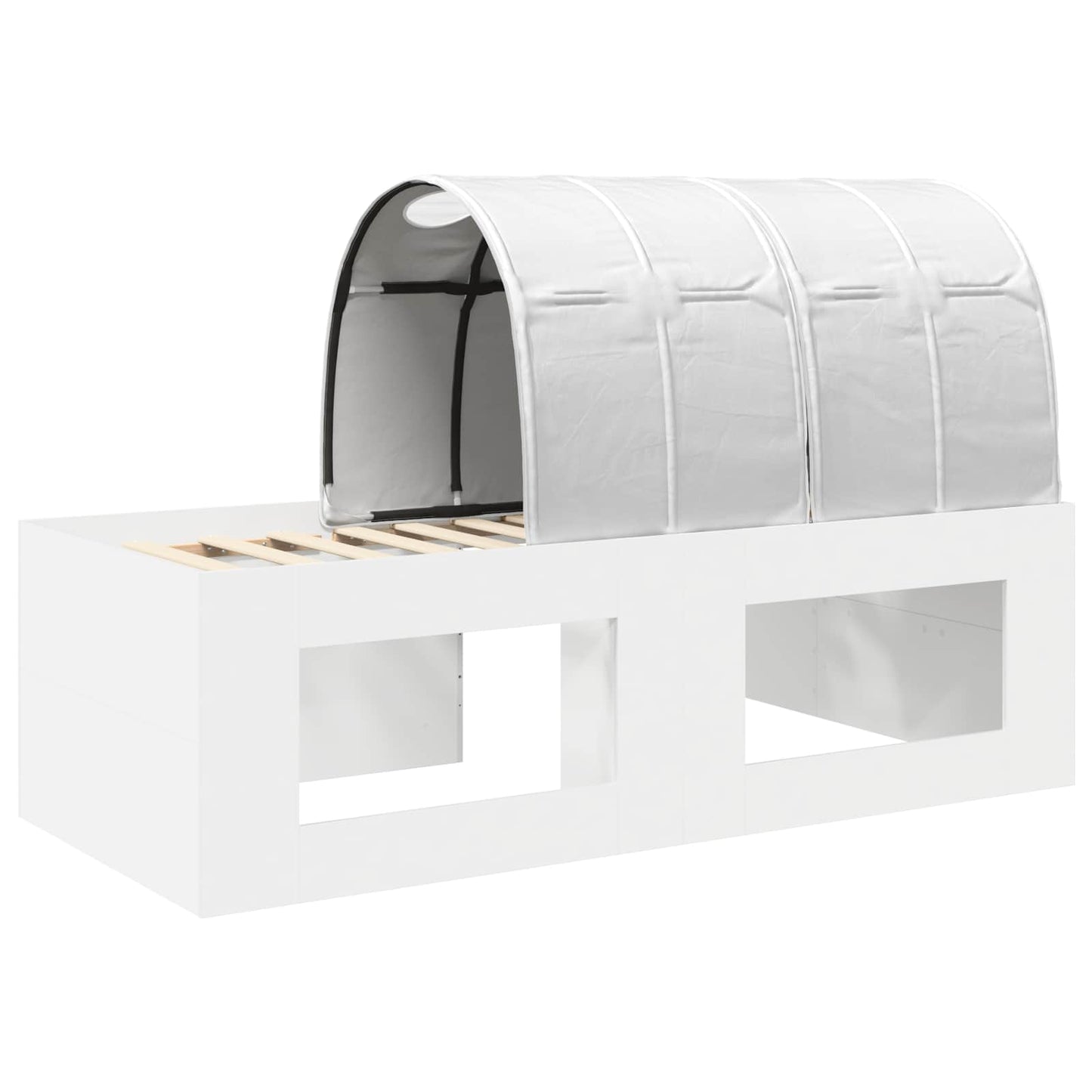Hoge Bed Frame met Bureau voor Kinderen 3 st Wit Bewerkt hout