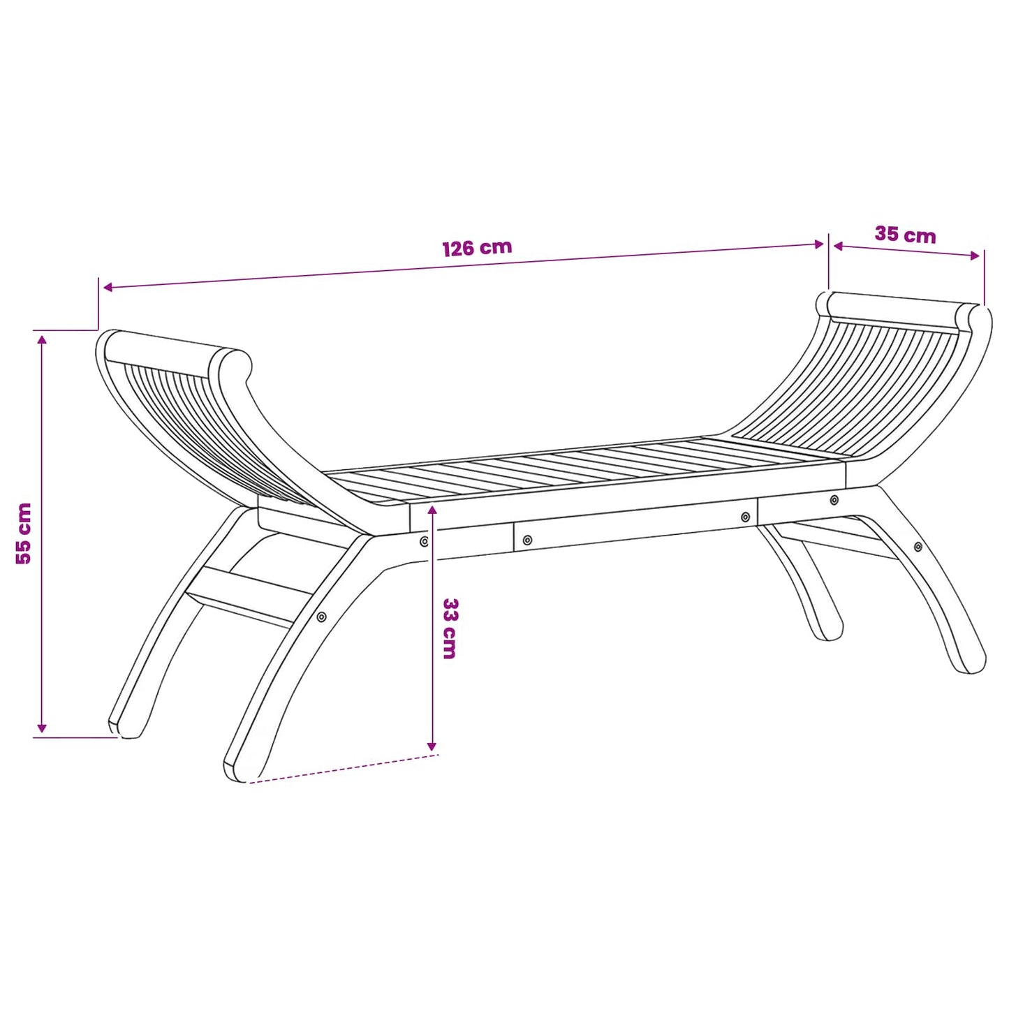 Tuinbank 2-zits 126 cm Massief Teakhout Naturel is nu te koop bij PeponiXL, paradijselijk wonen!