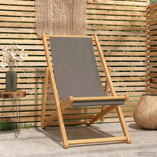 Strandstoel Taupe Massief Teakhout is nu te koop bij PeponiXL, paradijselijk wonen!