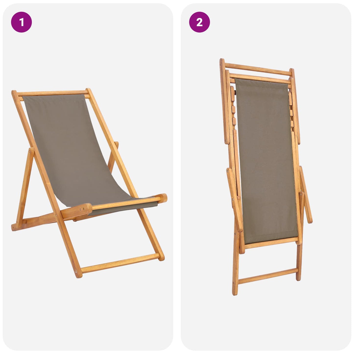 Strandstoel Taupe Massief Teakhout is nu te koop bij PeponiXL, paradijselijk wonen!