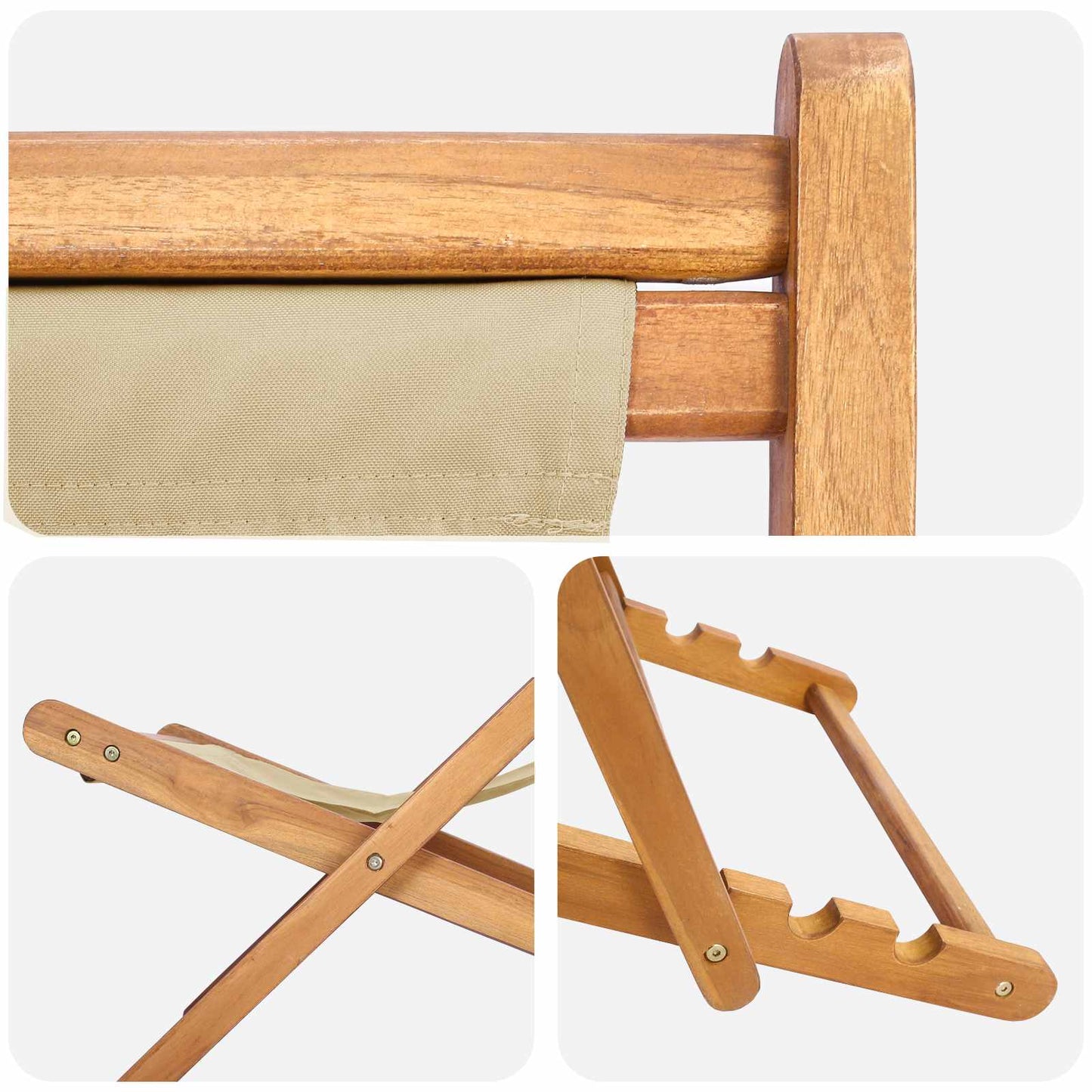 Strandstoel Beige Massief Teakhout is nu te koop bij PeponiXL, paradijselijk wonen!