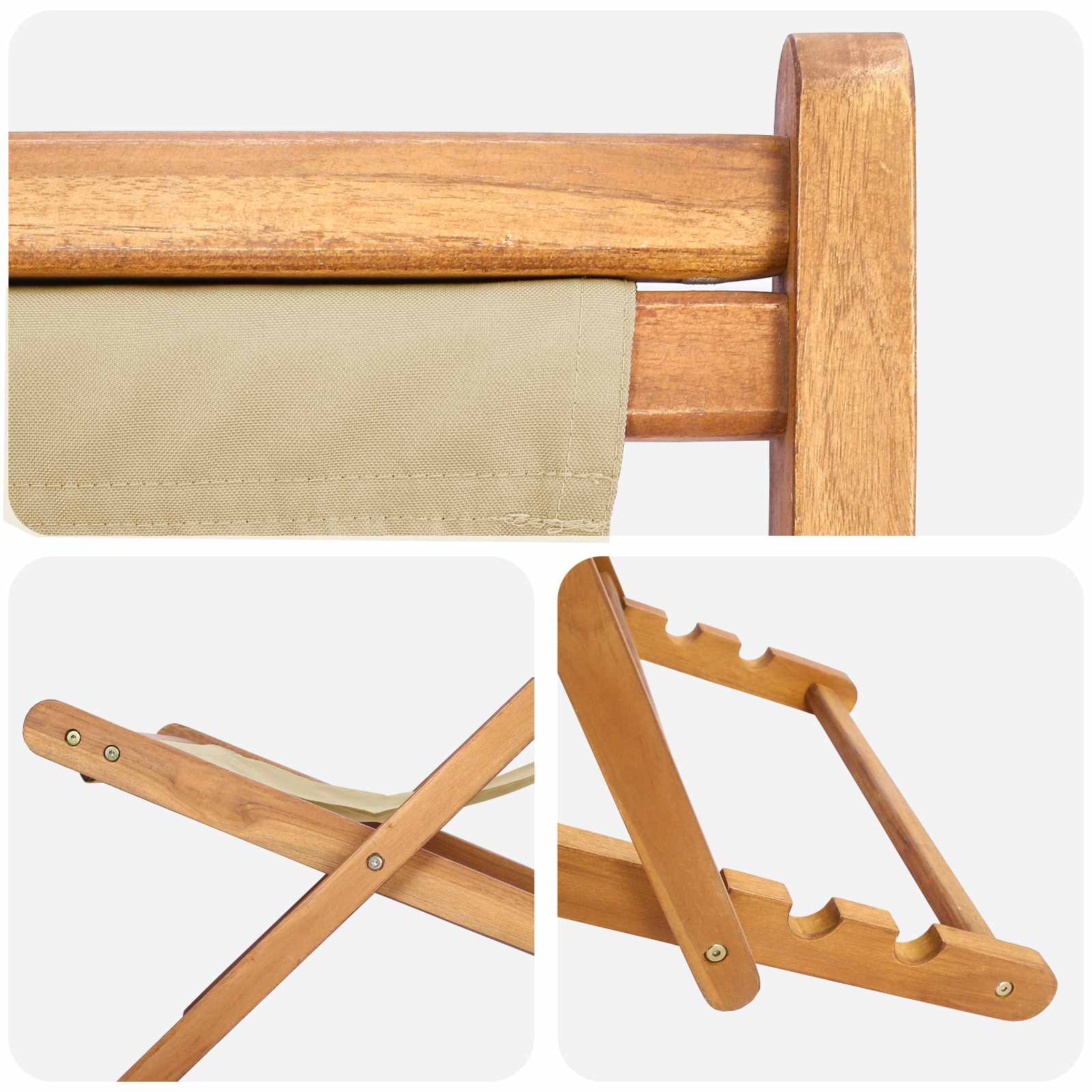 Strandstoel Beige Massief Teakhout is nu te koop bij PeponiXL, paradijselijk wonen!