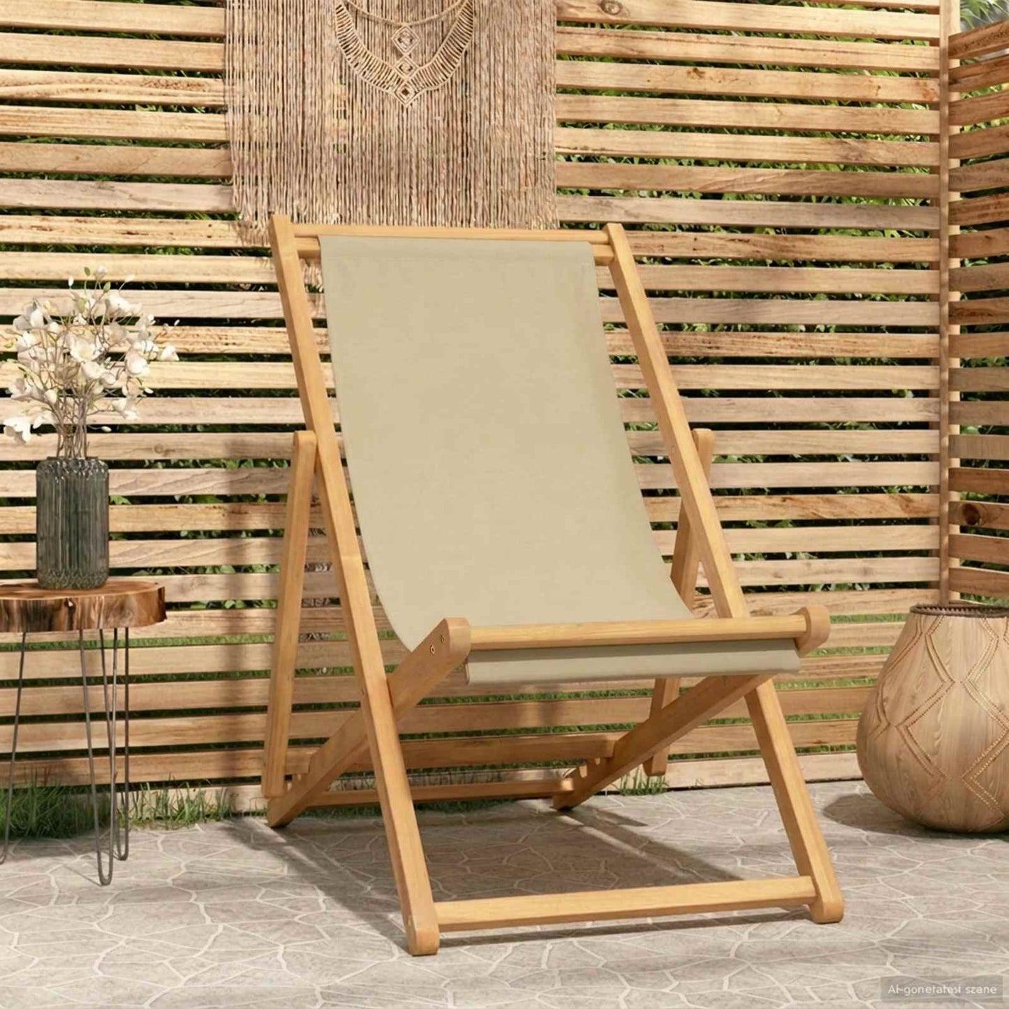 Strandstoel Beige Massief Teakhout is nu te koop bij PeponiXL, paradijselijk wonen!