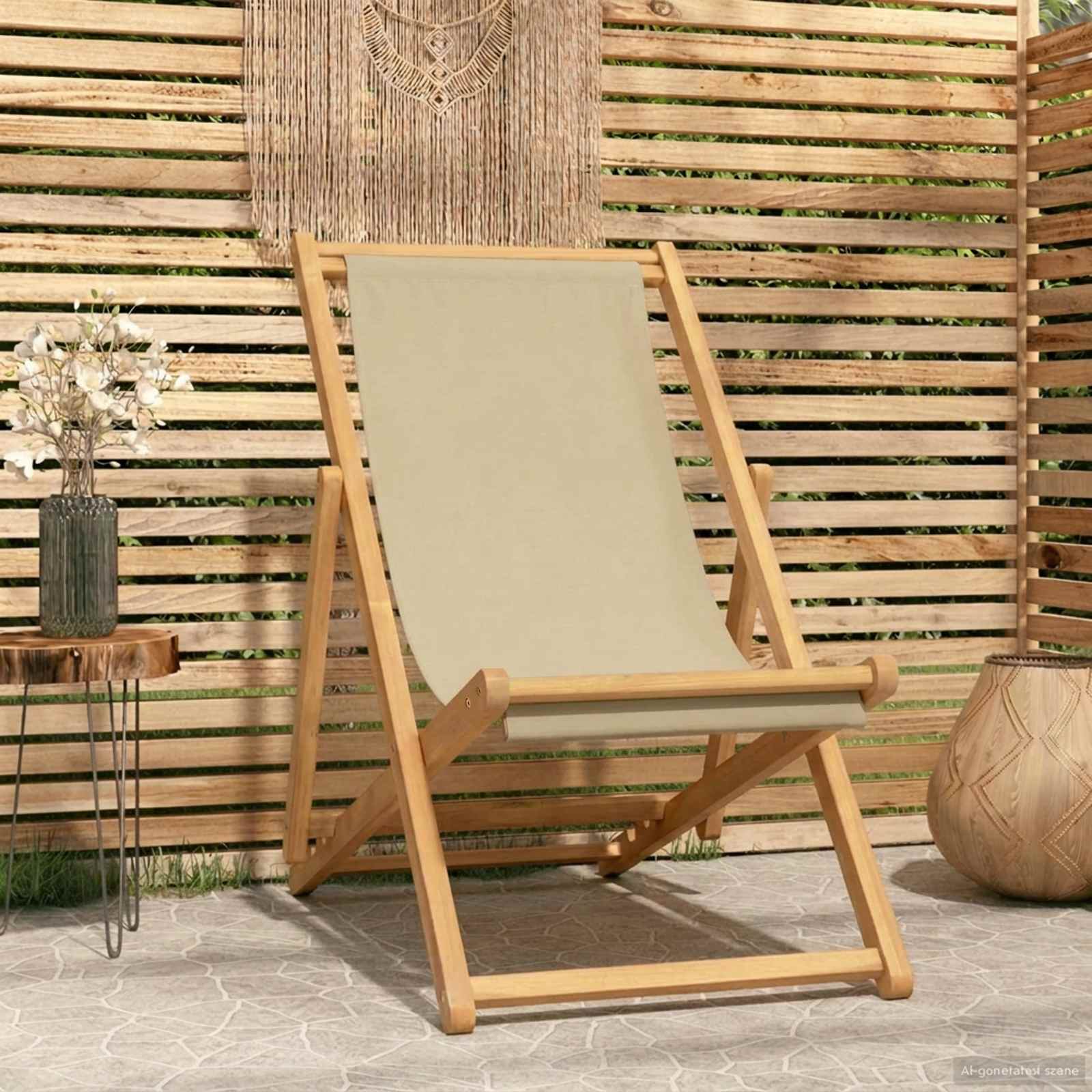 Strandstoel Beige Massief Teakhout is nu te koop bij PeponiXL, paradijselijk wonen!
