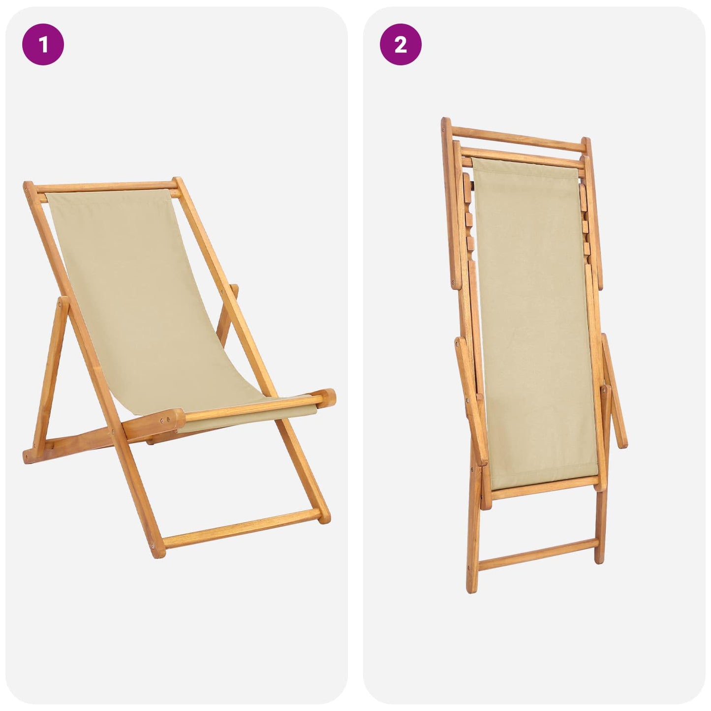 Strandstoel Beige Massief Teakhout is nu te koop bij PeponiXL, paradijselijk wonen!