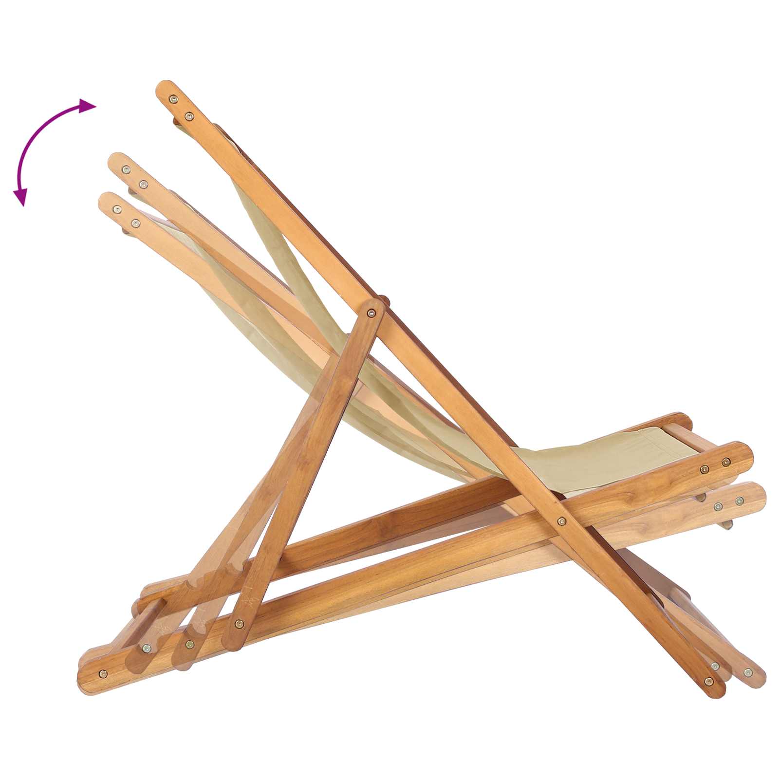 Strandstoel Beige Massief Teakhout is nu te koop bij PeponiXL, paradijselijk wonen!
