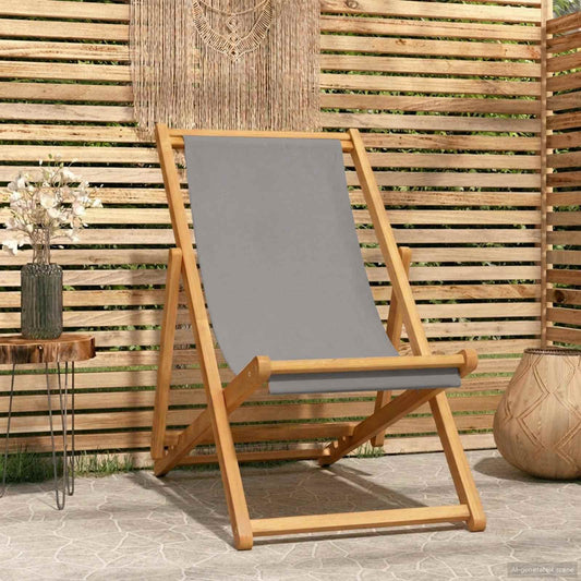 Strandstoel Lichtgrijs Massief Teakhout is nu te koop bij PeponiXL, paradijselijk wonen!