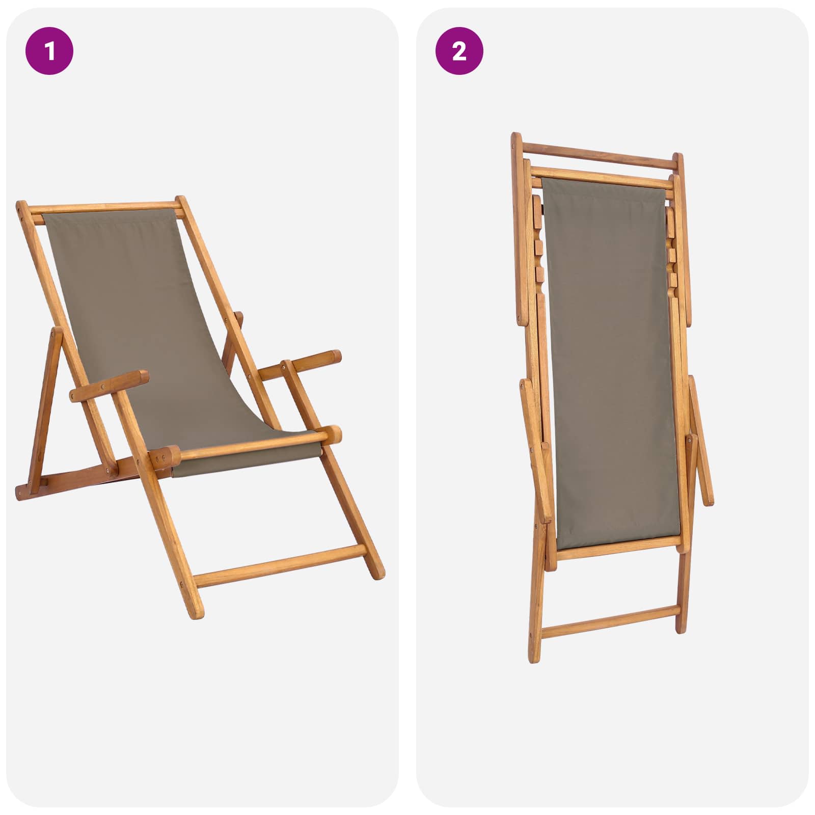 Strandstoel Taupe Massief Teakhout is nu te koop bij PeponiXL, paradijselijk wonen!