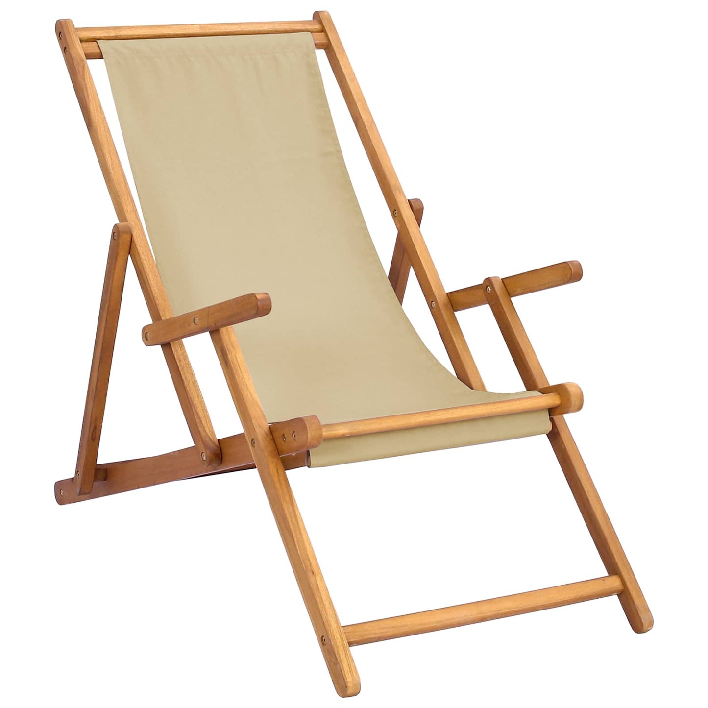 Strandstoel Beige Massief Teakhout is nu te koop bij PeponiXL, paradijselijk wonen!