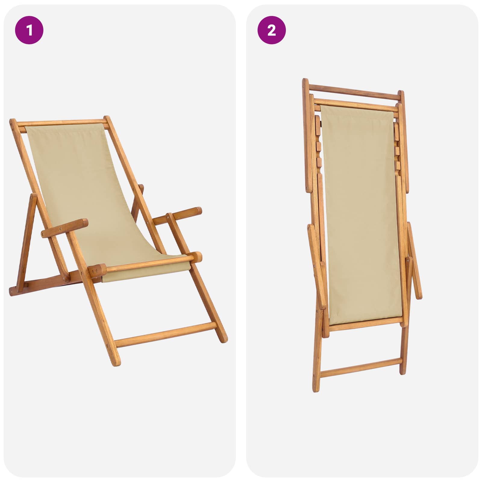 Strandstoel Beige Massief Teakhout is nu te koop bij PeponiXL, paradijselijk wonen!