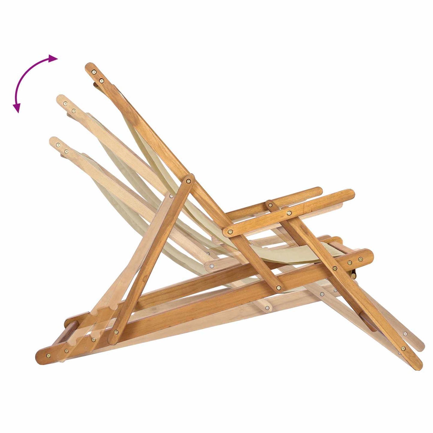 Strandstoel Beige Massief Teakhout is nu te koop bij PeponiXL, paradijselijk wonen!