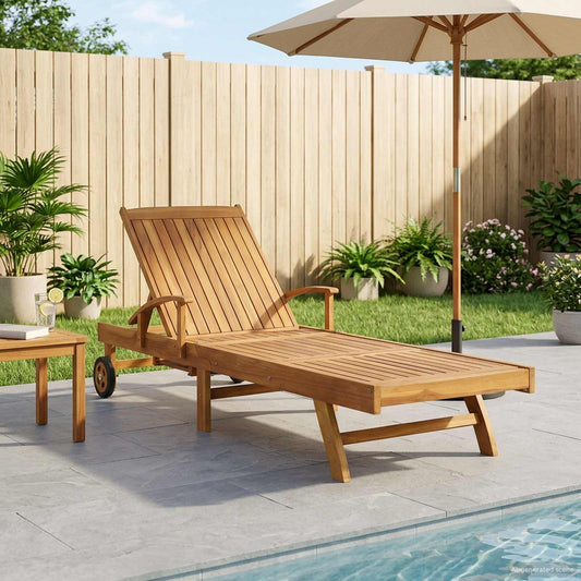 Ligstoel 1-persoon Bruin Massief Teakhout is nu te koop bij PeponiXL, paradijselijk wonen!