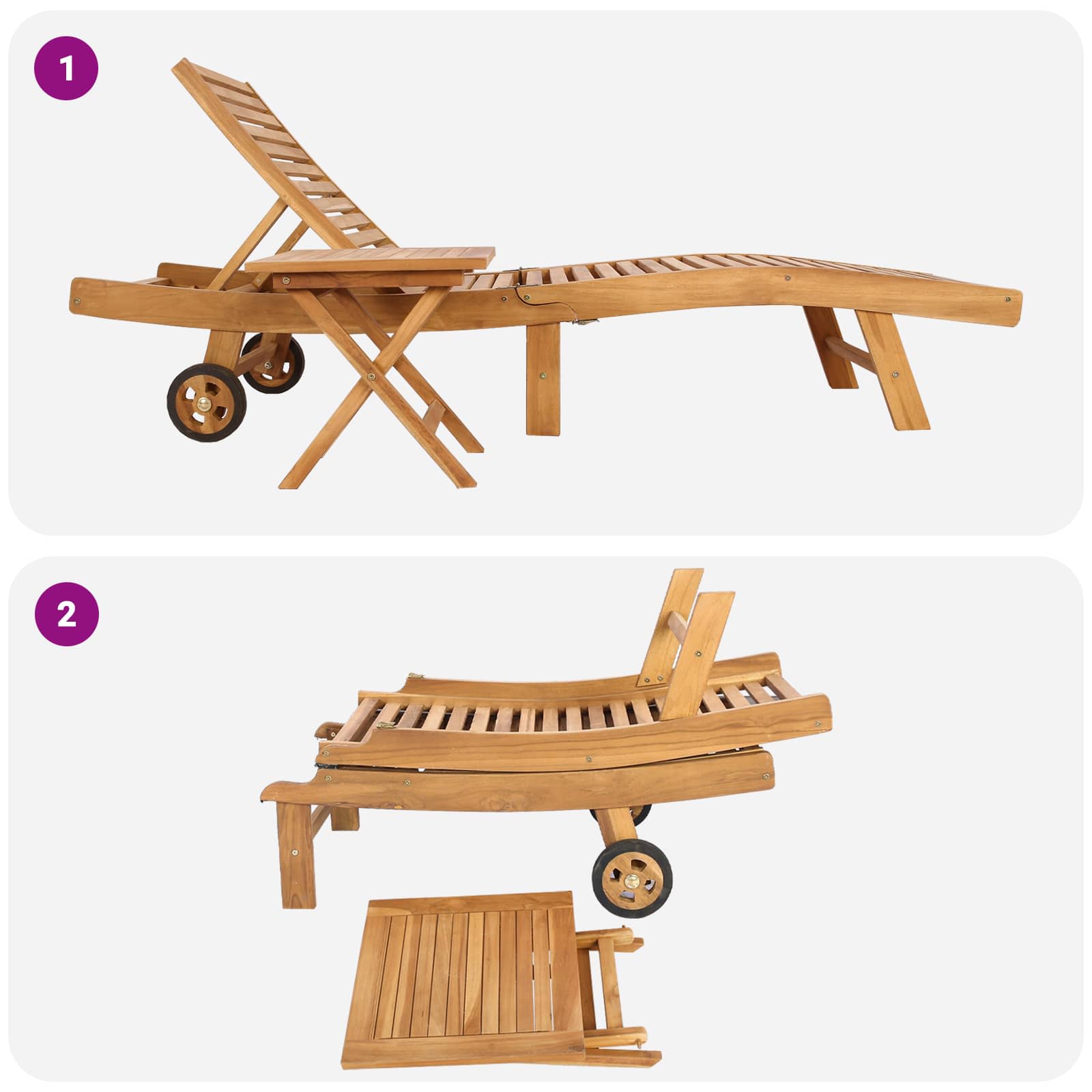 Ligstoel 2 pcs Bruin Massief Teakhout is nu te koop bij PeponiXL, paradijselijk wonen!
