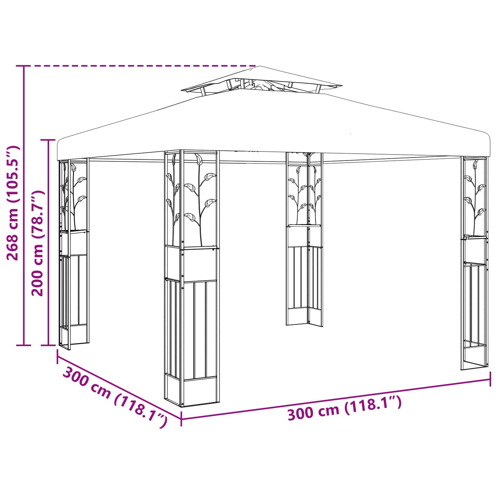 Prieel 3 x 3 x 2,68 m Groen Polyester en staal is nu te koop bij PeponiXL, paradijselijk wonen!
