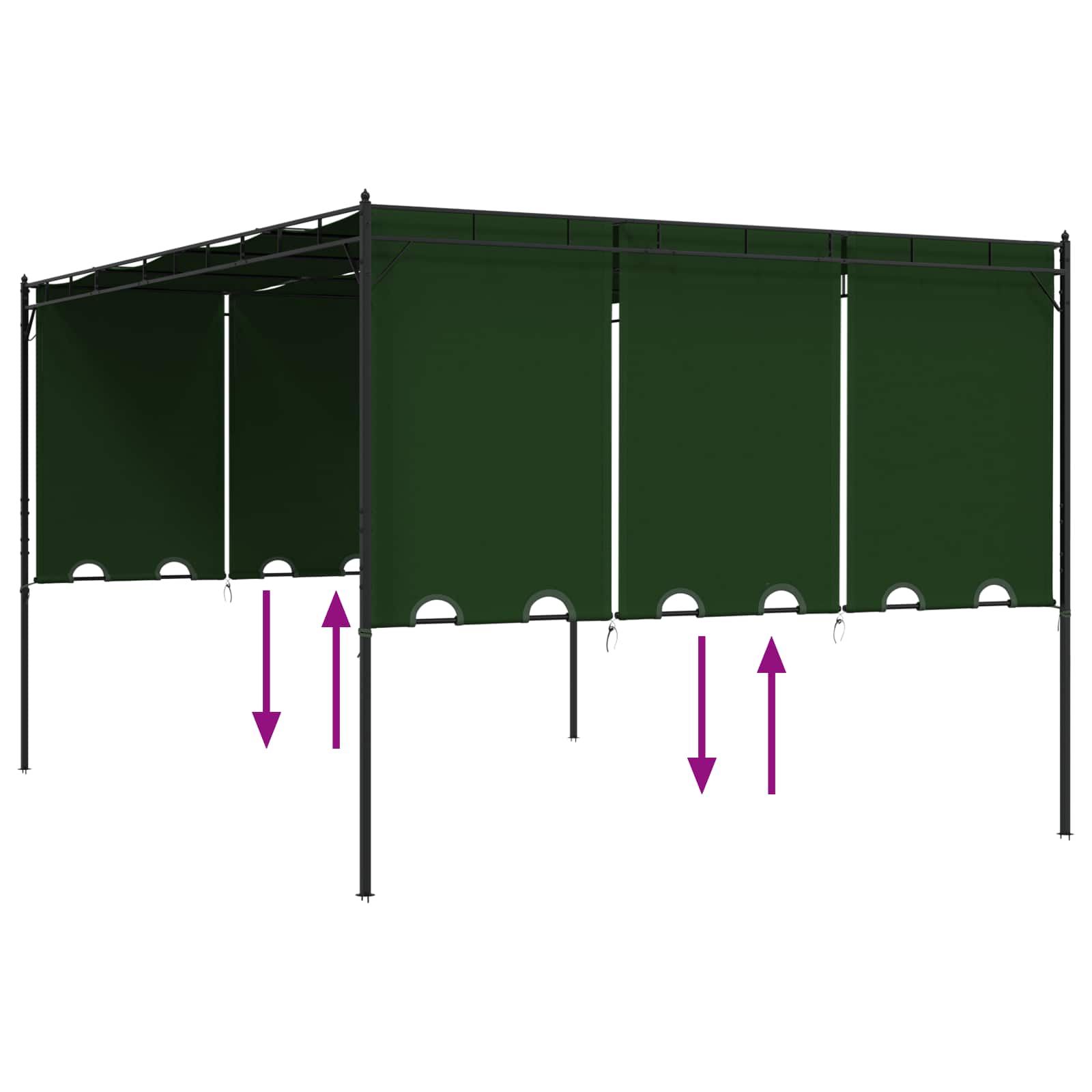 Prieel 4 x 3 x 2,3 m Groen Polyester en staal is nu te koop bij PeponiXL, paradijselijk wonen!
