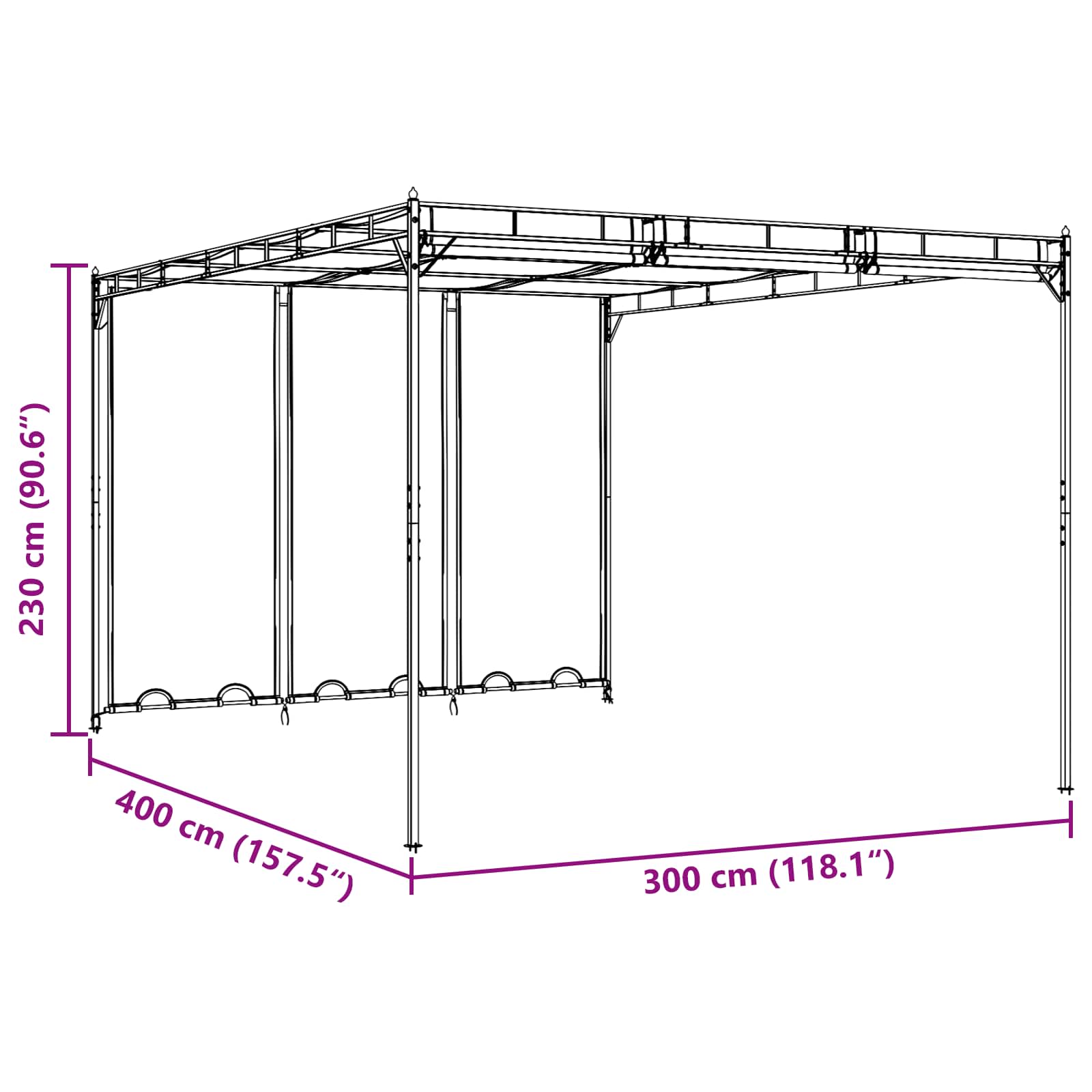 Prieel 4 x 3 x 2,3 m Groen Polyester en staal is nu te koop bij PeponiXL, paradijselijk wonen!