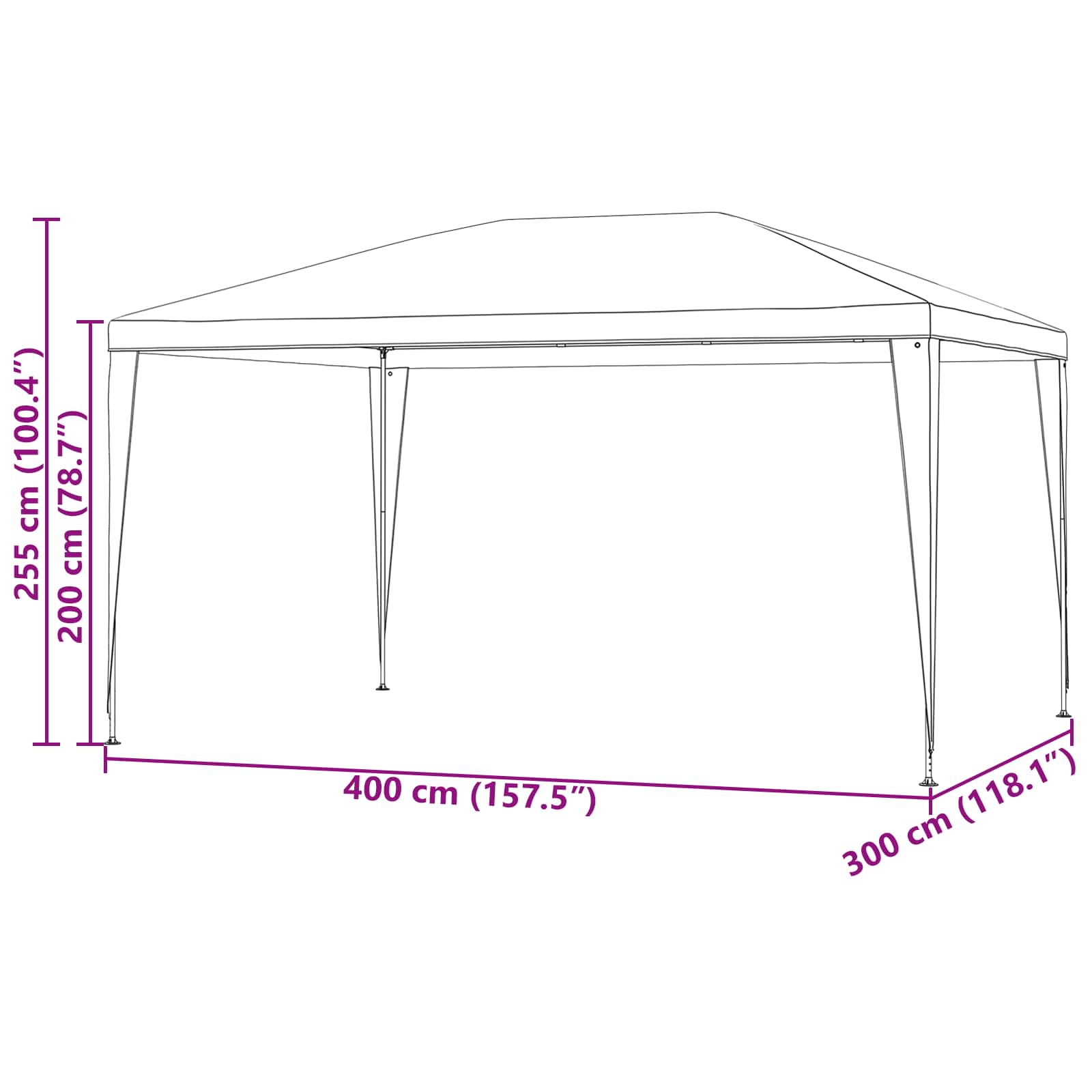 Partytent Rood 400 x 300 x 255 cm PE en staal is nu te koop bij PeponiXL, paradijselijk wonen!