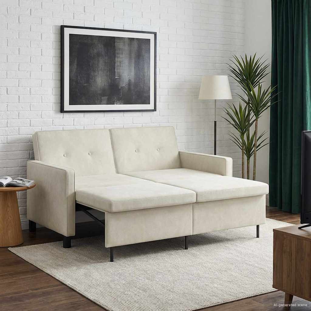 Slaapbank Crèmekleurig Stof is nu te koop bij PeponiXL, paradijselijk wonen!