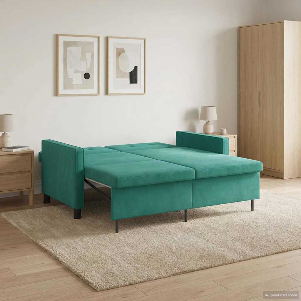 Slaapbank Turquoise Stof is nu te koop bij PeponiXL, paradijselijk wonen!