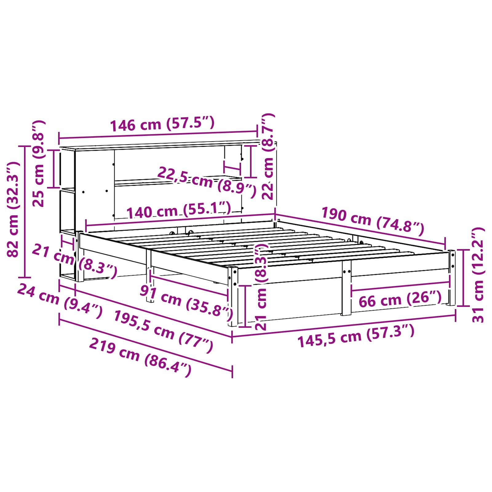 Bedframe met opberghoofdeksel met opslag Wasbruin 140 x 190 cm is nu te koop bij PeponiXL, paradijselijk wonen!