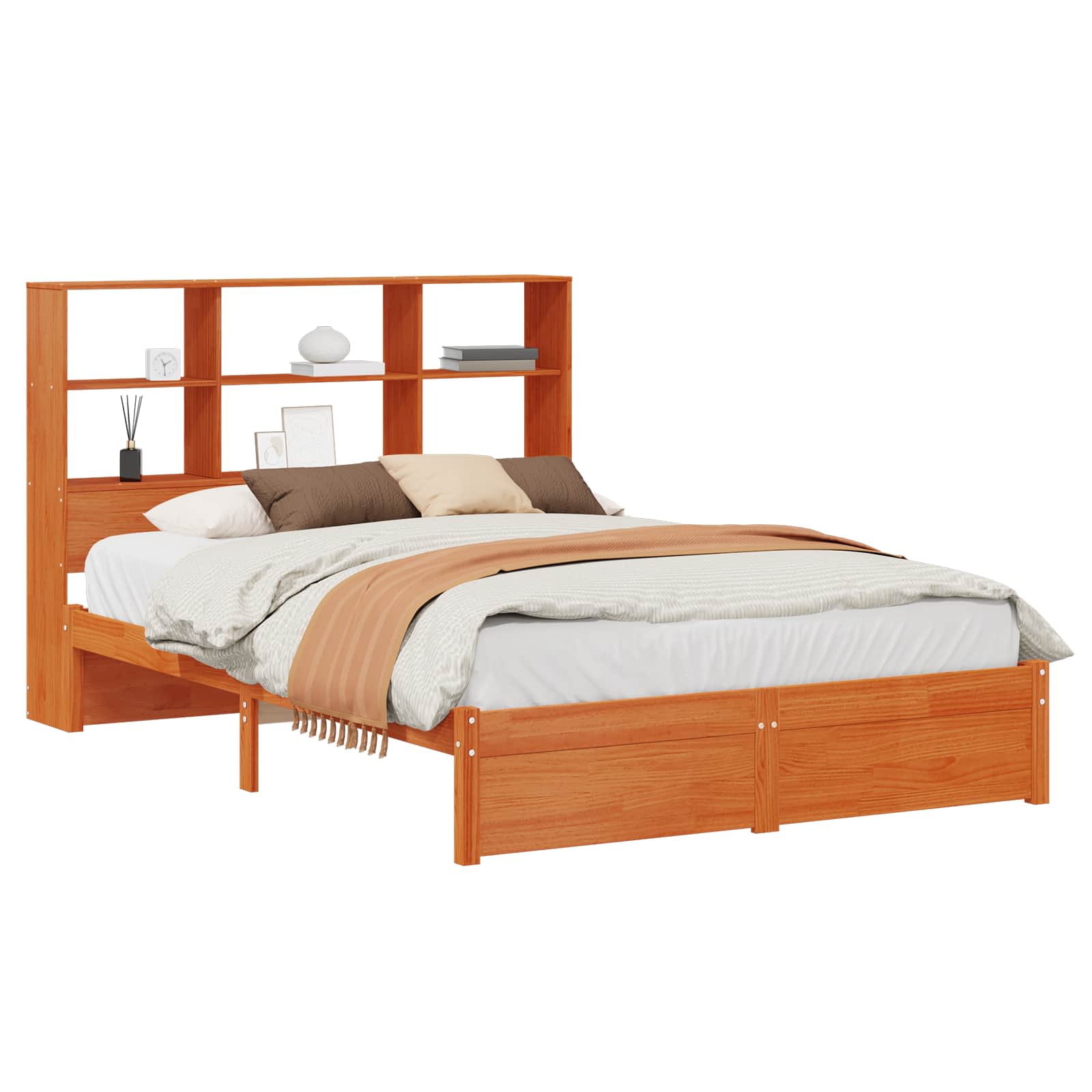 Bedframe met opberghoofdeksel met opslag Wasbruin 140 x 190 cm is nu te koop bij PeponiXL, paradijselijk wonen!