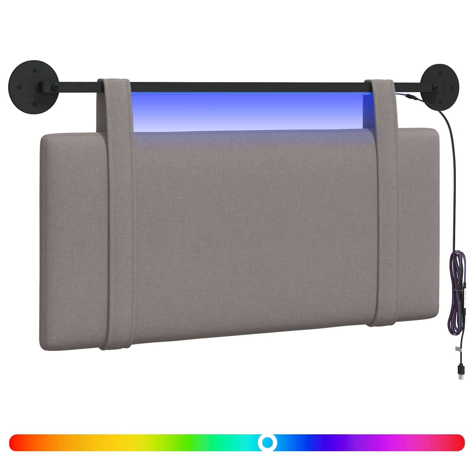 Hangend hoofdbord Met LED-verlichting Taupe Stof is nu te koop bij PeponiXL, paradijselijk wonen!
