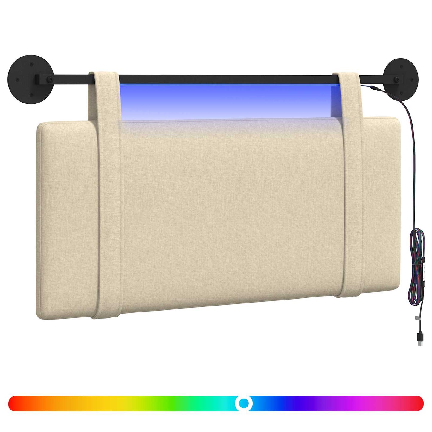 Hangend hoofdbord Met LED-verlichting Crèmekleurig Stof is nu te koop bij PeponiXL, paradijselijk wonen!