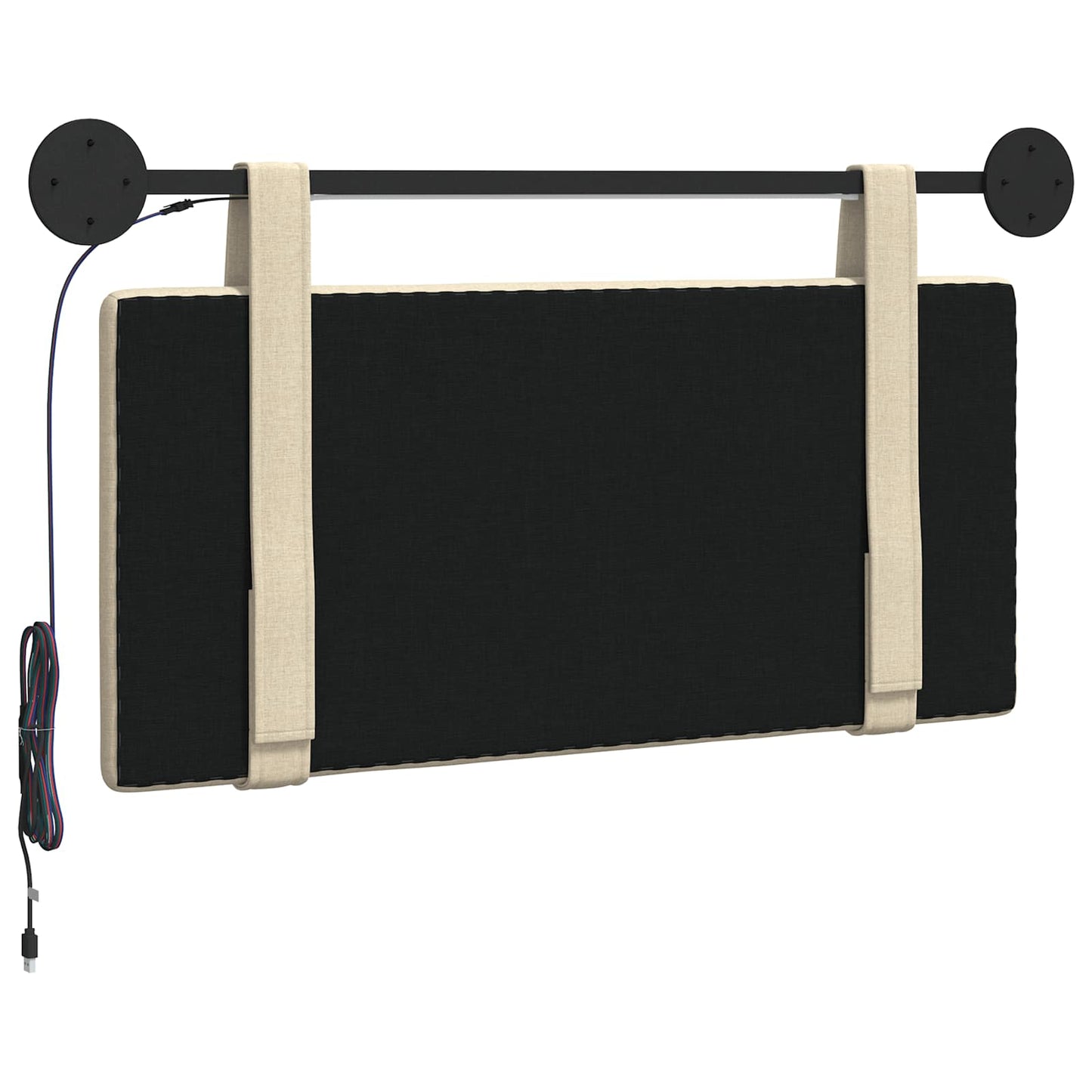 Hangend hoofdbord Met LED-verlichting Crèmekleurig Stof is nu te koop bij PeponiXL, paradijselijk wonen!