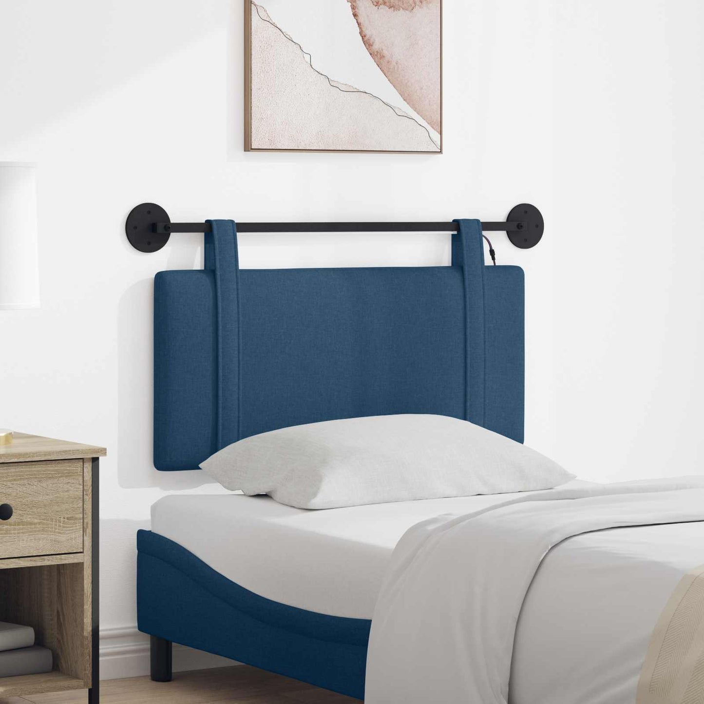 Hangend hoofdbord Met LED-verlichting Blauw Stof is nu te koop bij PeponiXL, paradijselijk wonen!