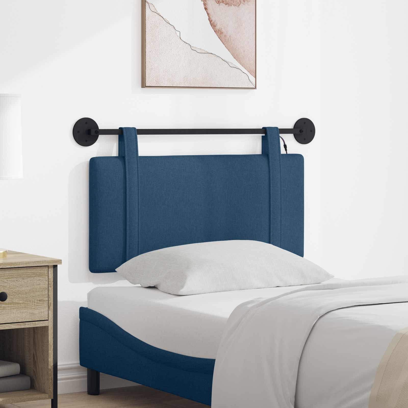 Hangend hoofdbord Met LED-verlichting Blauw Stof is nu te koop bij PeponiXL, paradijselijk wonen!