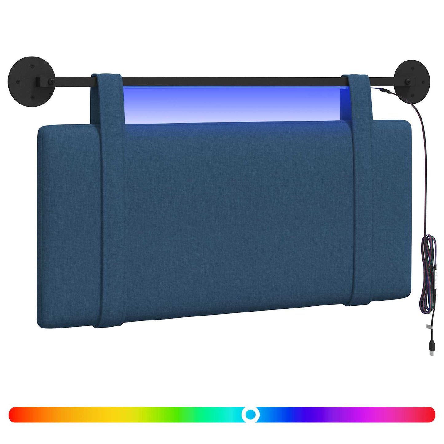 Hangend hoofdbord Met LED-verlichting Blauw Stof is nu te koop bij PeponiXL, paradijselijk wonen!