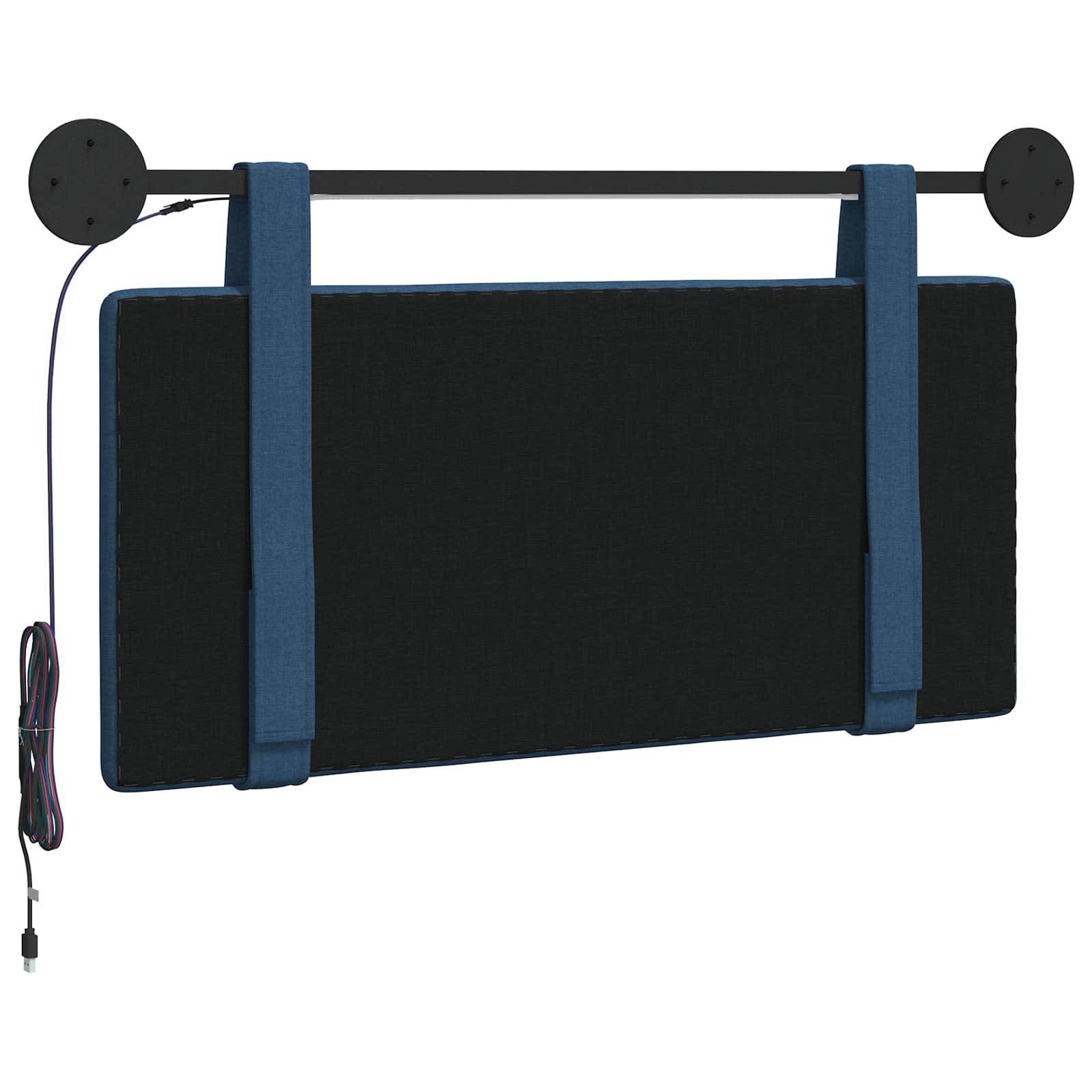 Hangend hoofdbord Met LED-verlichting Blauw Stof is nu te koop bij PeponiXL, paradijselijk wonen!