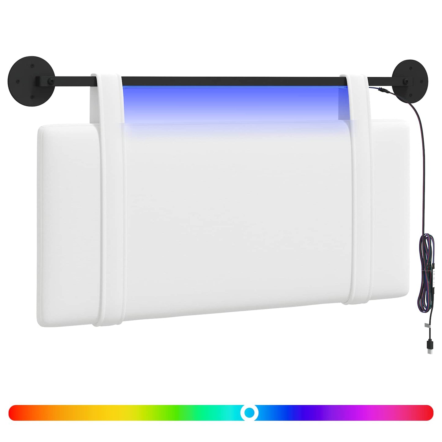 Hangend hoofdbord Met LED-verlichting Wit Stof is nu te koop bij PeponiXL, paradijselijk wonen!