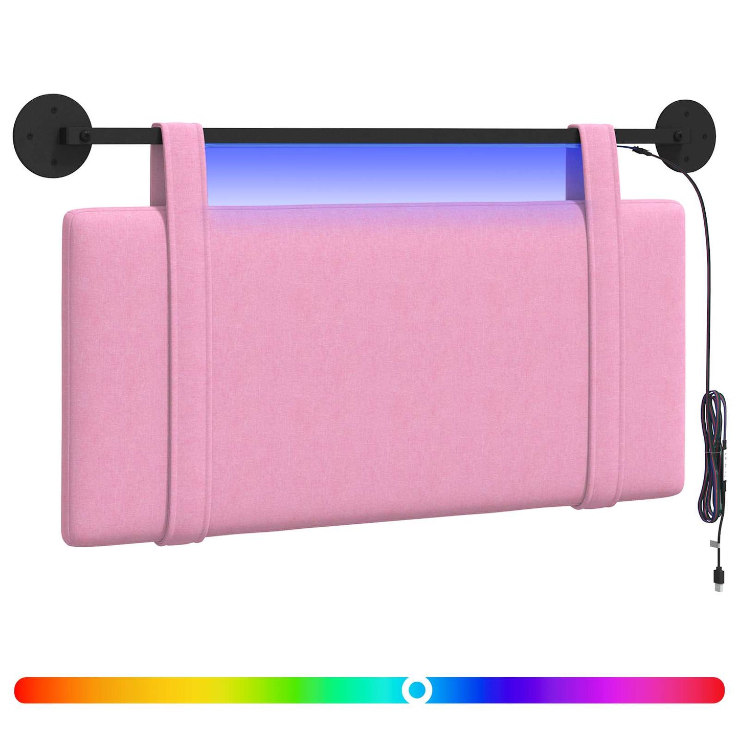 Hangend hoofdbord Met LED-verlichting Roze Stof is nu te koop bij PeponiXL, paradijselijk wonen!