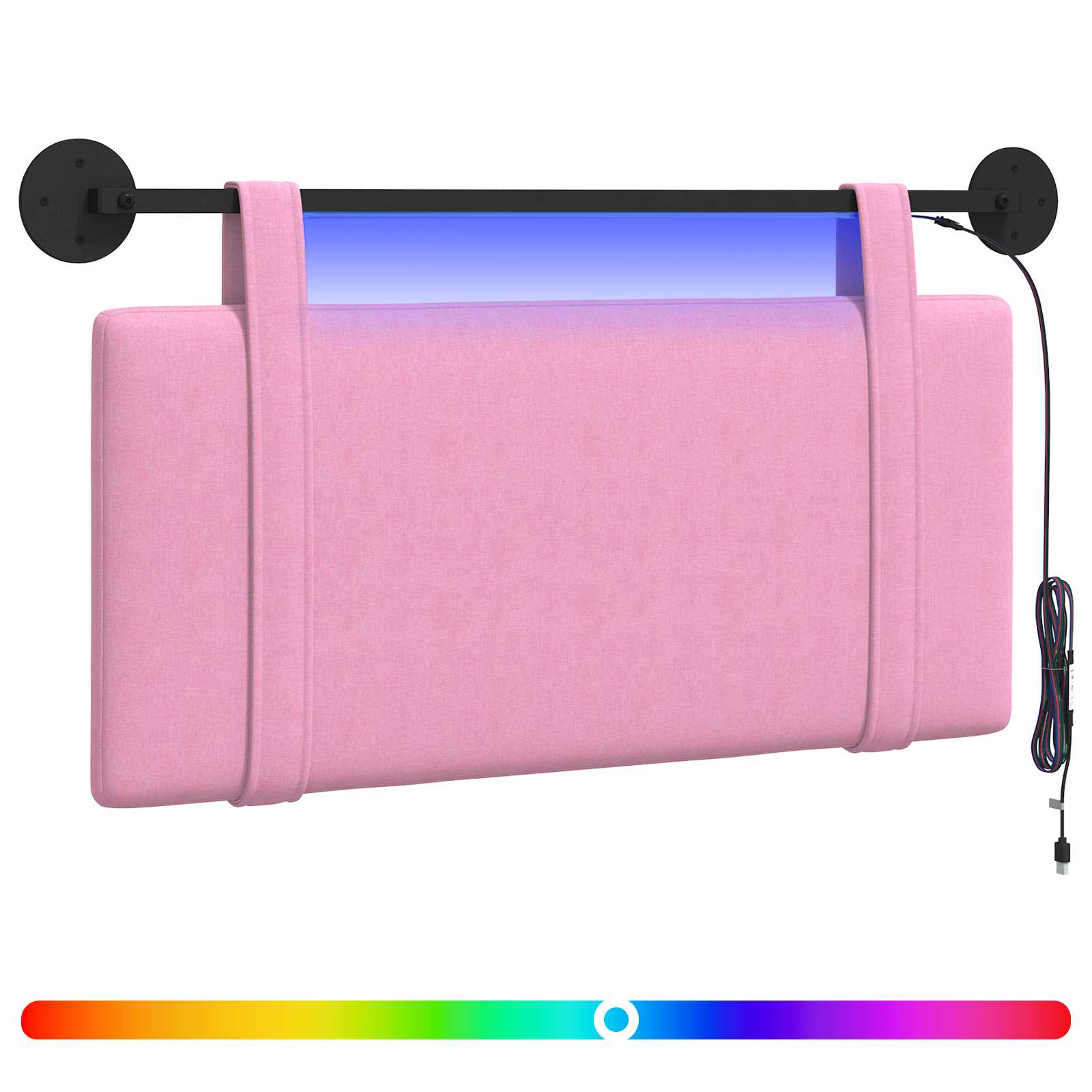 Hangend hoofdbord Met LED-verlichting Roze Stof is nu te koop bij PeponiXL, paradijselijk wonen!