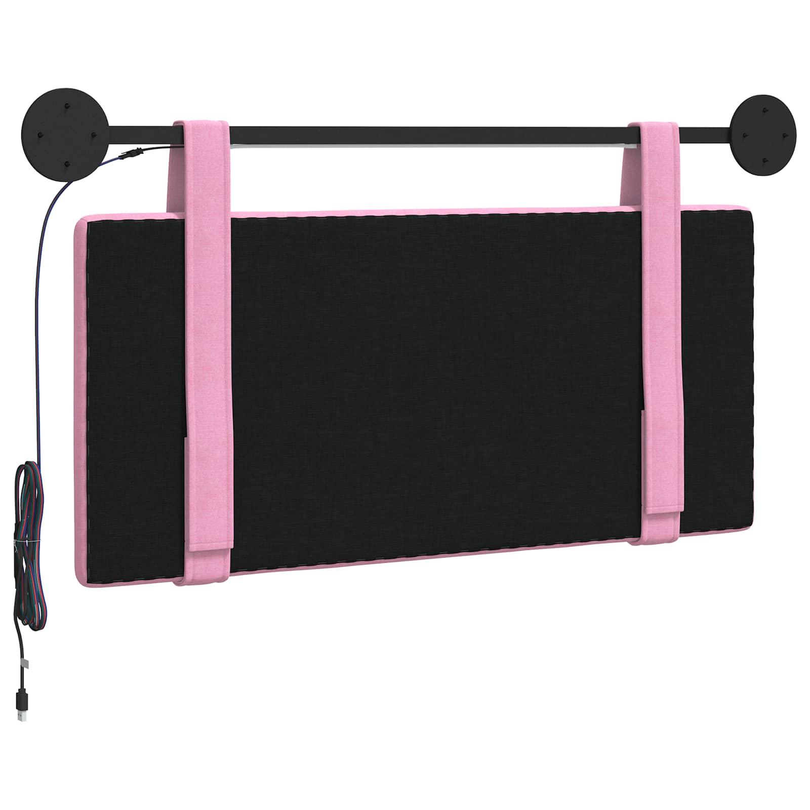 Hangend hoofdbord Met LED-verlichting Roze Stof is nu te koop bij PeponiXL, paradijselijk wonen!