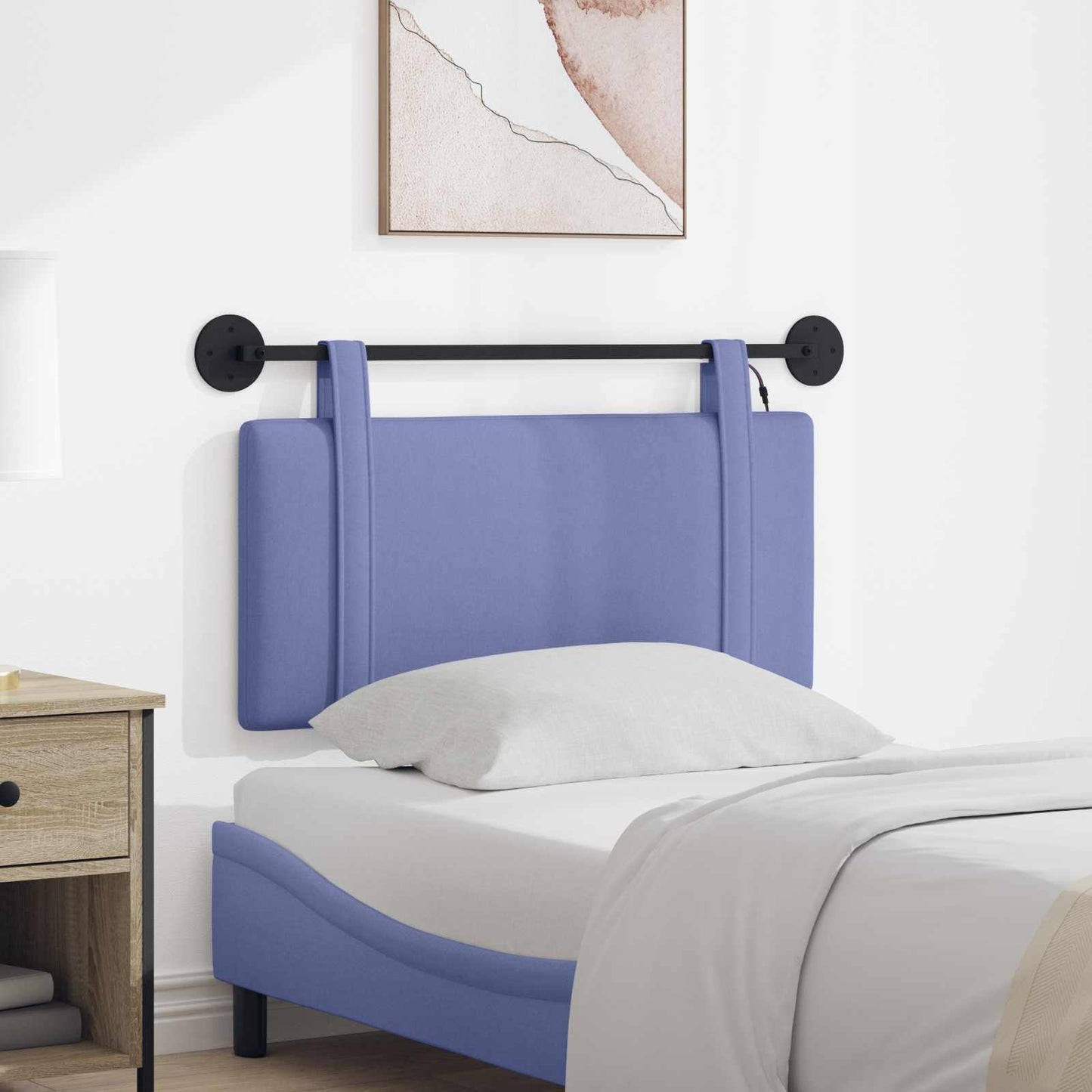 Hangend hoofdbord Met LED-verlichting Jeans Blauw Stof is nu te koop bij PeponiXL, paradijselijk wonen!