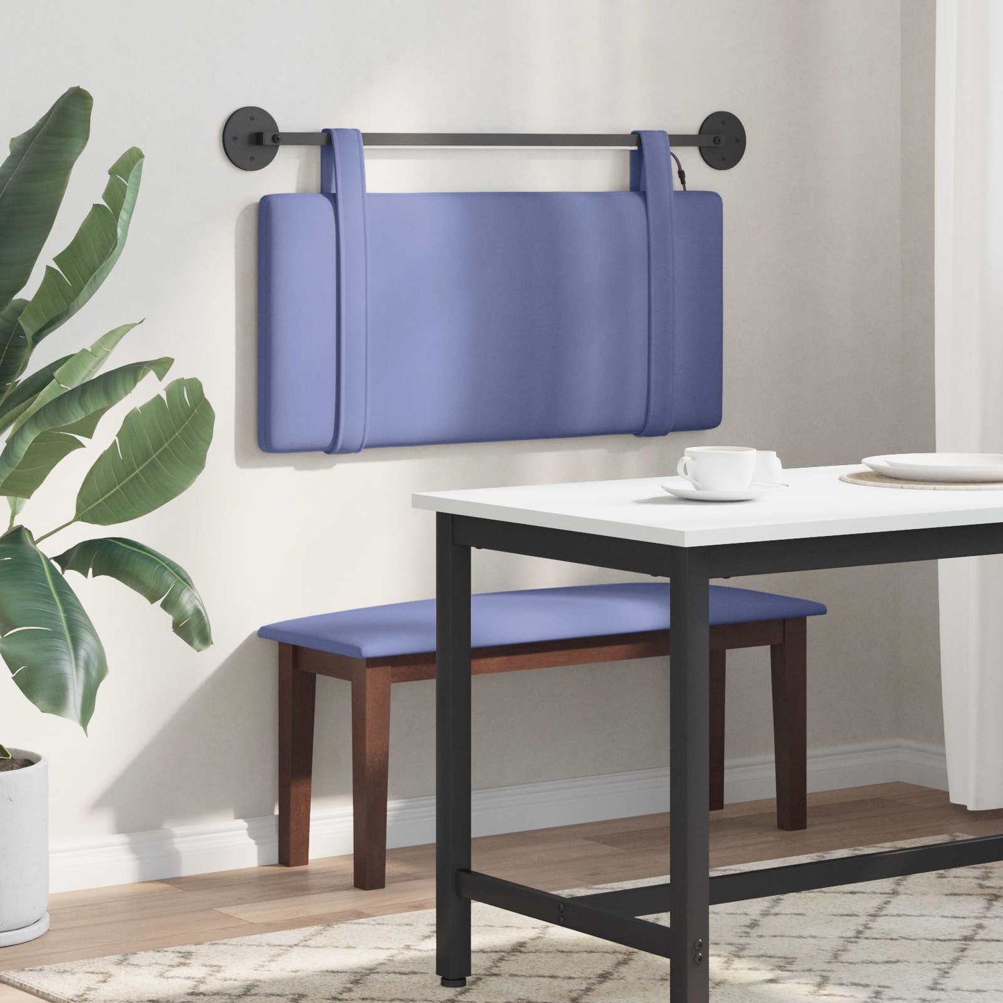 Hangend hoofdbord Met LED-verlichting Jeans Blauw Stof is nu te koop bij PeponiXL, paradijselijk wonen!