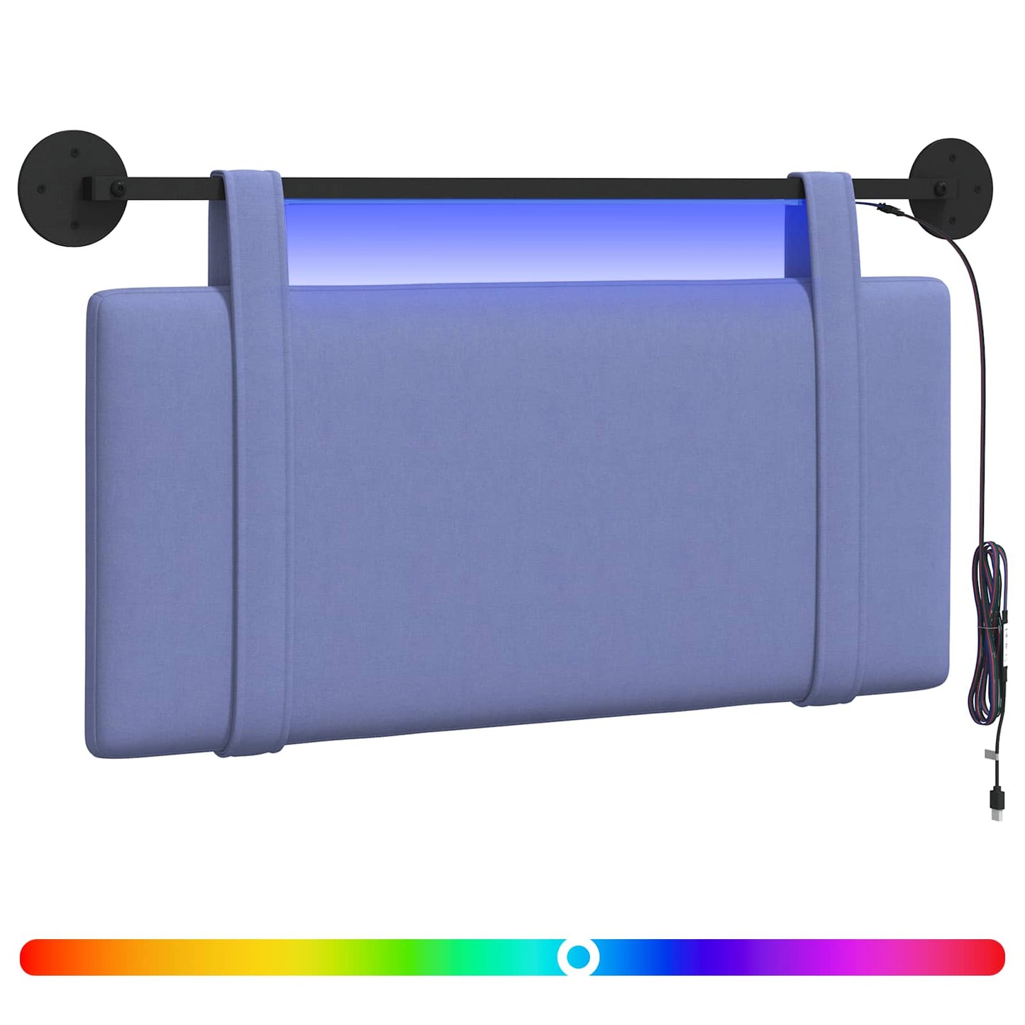Hangend hoofdbord Met LED-verlichting Jeans Blauw Stof is nu te koop bij PeponiXL, paradijselijk wonen!