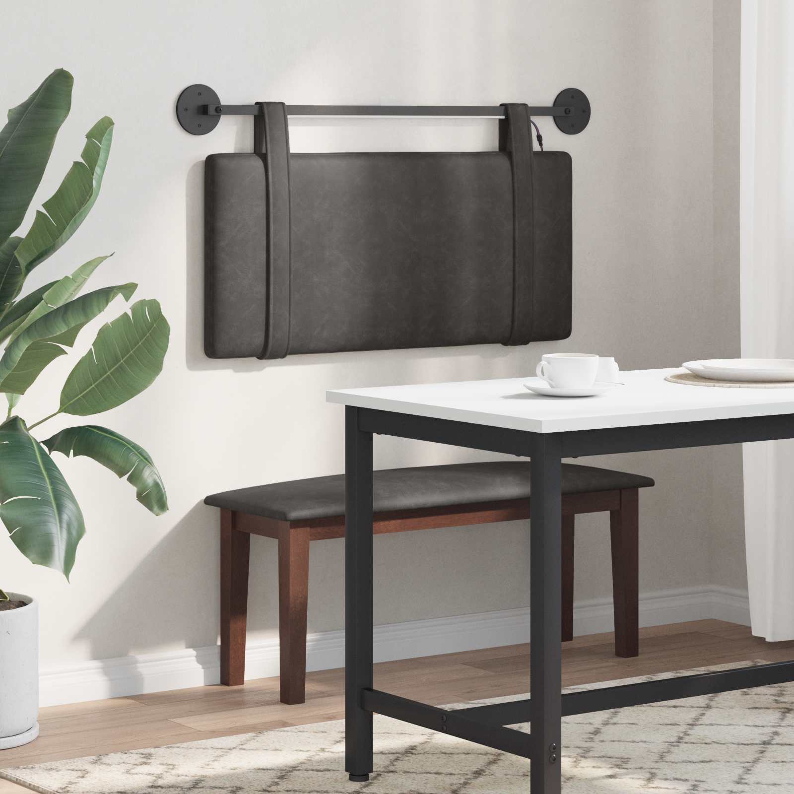 Hangend hoofdbord Met LED-verlichting Zwart Antiek PU is nu te koop bij PeponiXL, paradijselijk wonen!