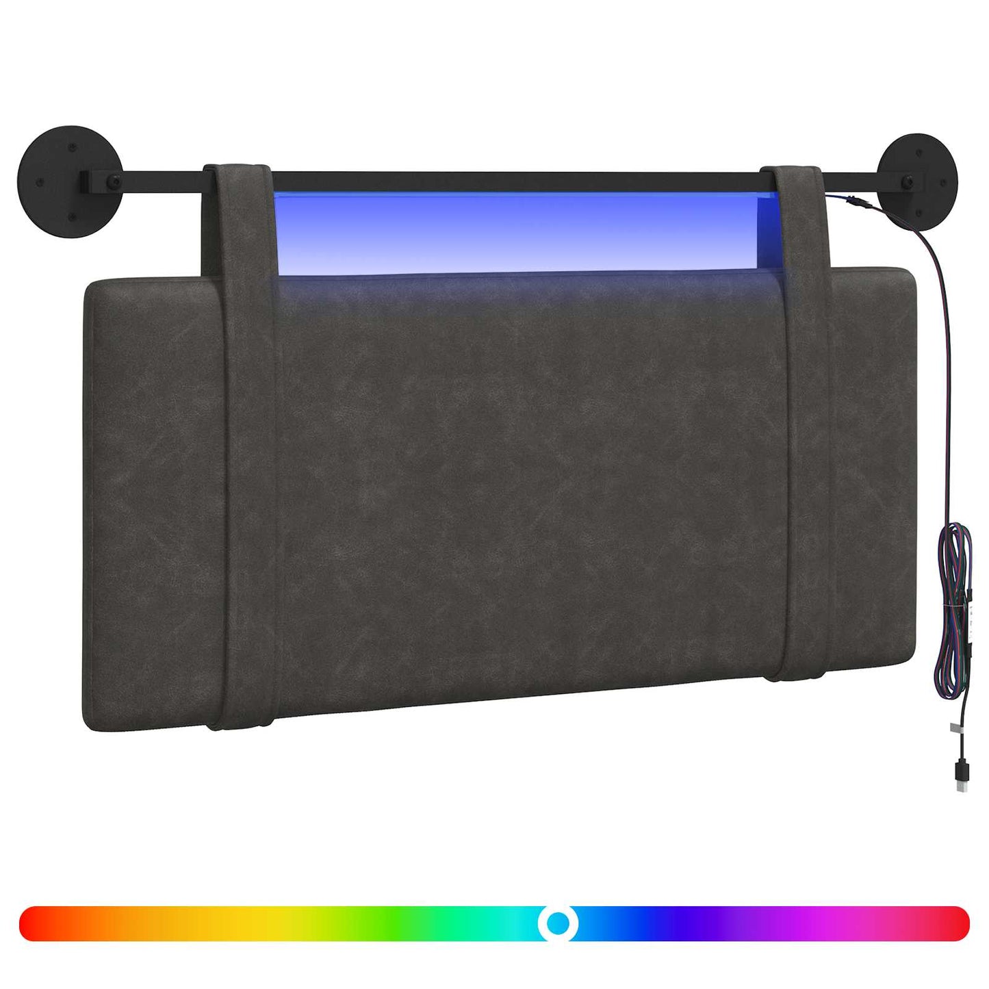 Hangend hoofdbord Met LED-verlichting Zwart Antiek PU is nu te koop bij PeponiXL, paradijselijk wonen!