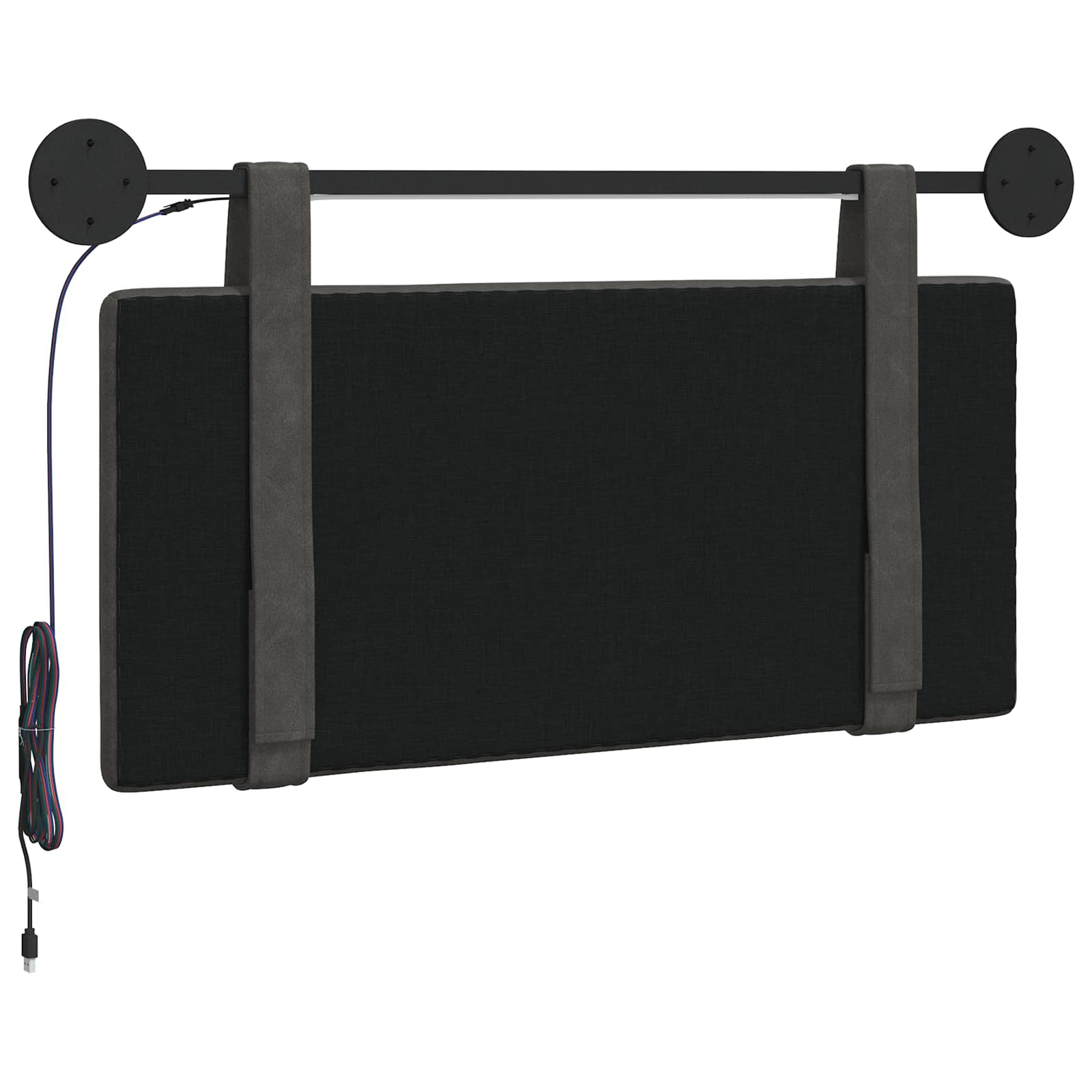 Hangend hoofdbord Met LED-verlichting Zwart Antiek PU is nu te koop bij PeponiXL, paradijselijk wonen!