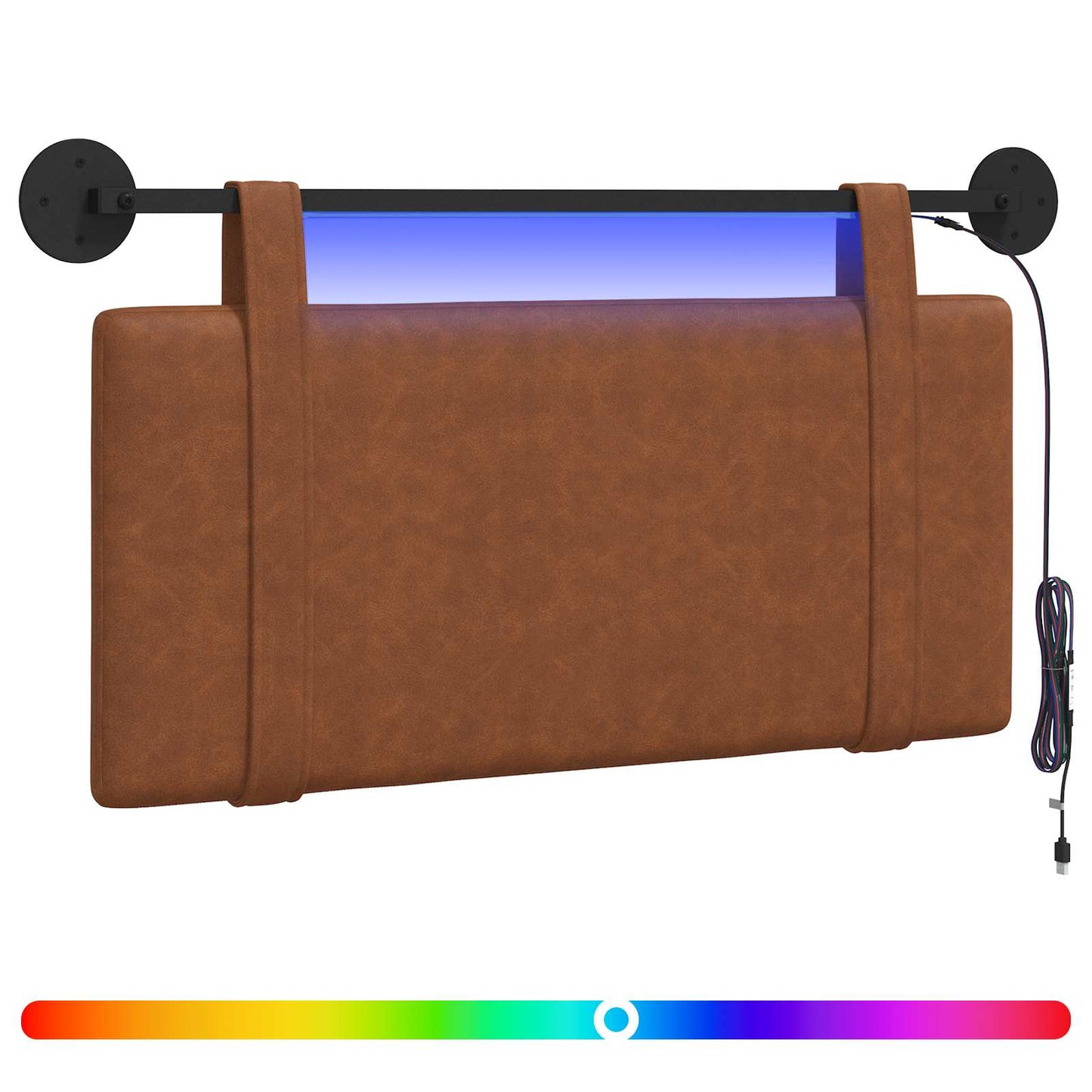 Hangend hoofdbord Met LED-verlichting Bruin Antiek PU is nu te koop bij PeponiXL, paradijselijk wonen!