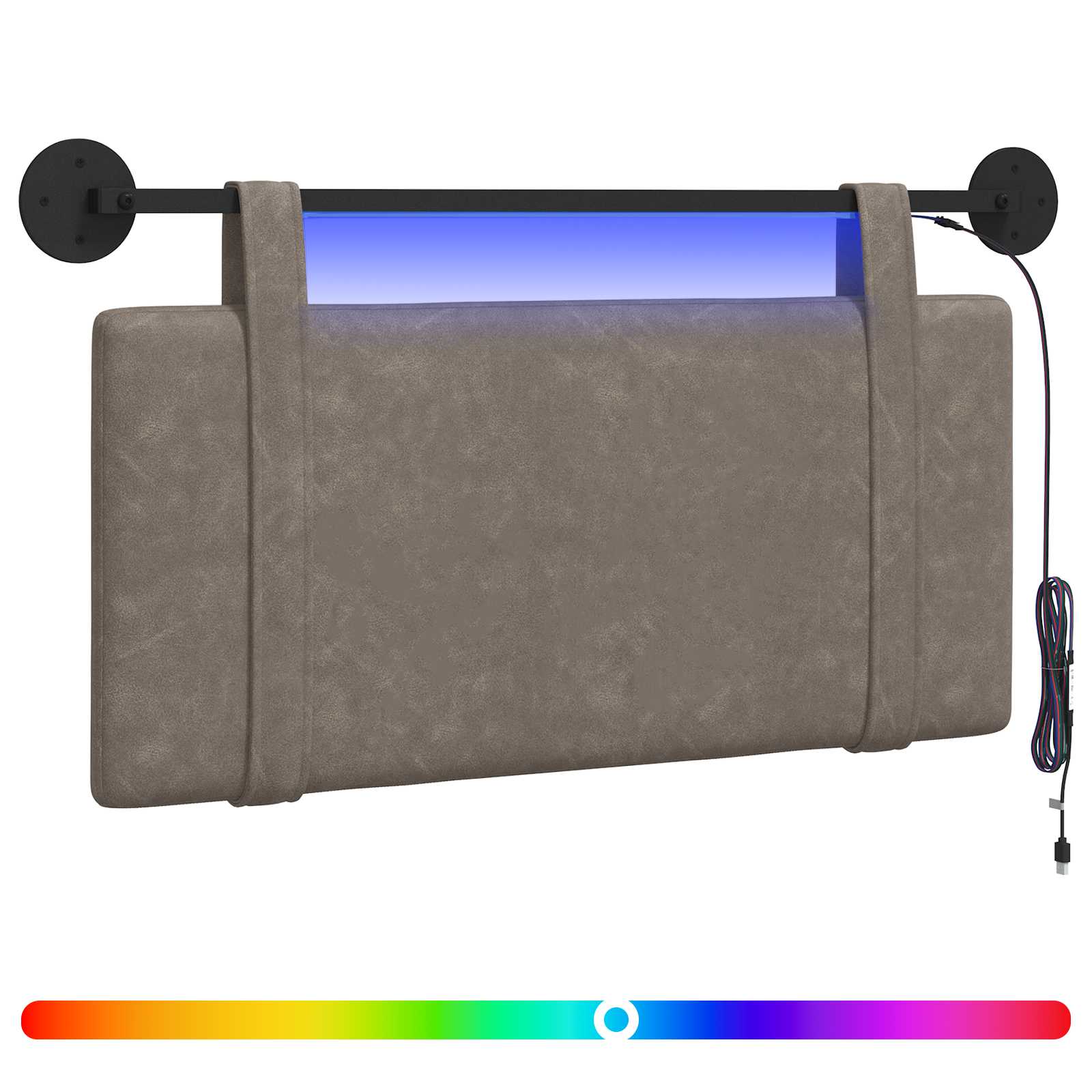 Hangend hoofdbord Met LED-verlichting Grijs Antiek PU is nu te koop bij PeponiXL, paradijselijk wonen!