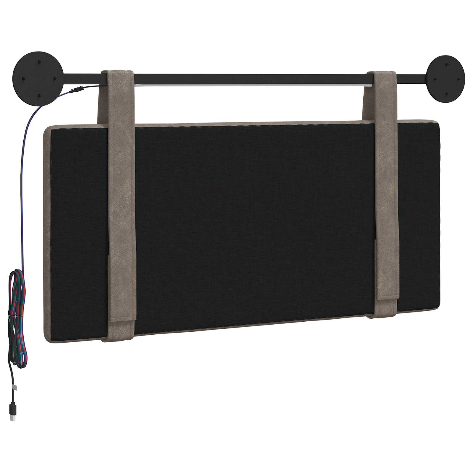 Hangend hoofdbord Met LED-verlichting Grijs Antiek PU is nu te koop bij PeponiXL, paradijselijk wonen!