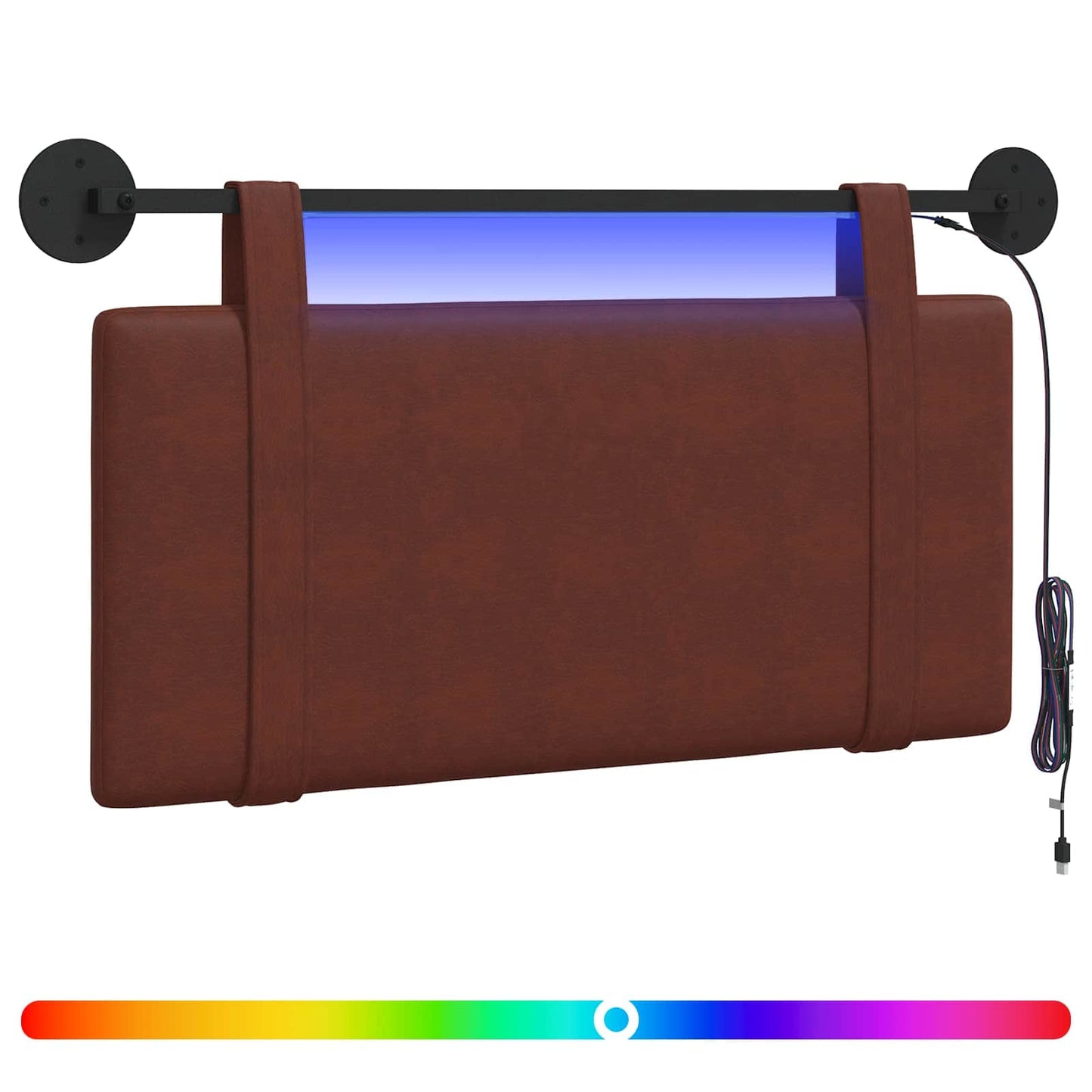 Hangend hoofdbord Met LED-verlichting Glanzend Bruin Antiek PU is nu te koop bij PeponiXL, paradijselijk wonen!
